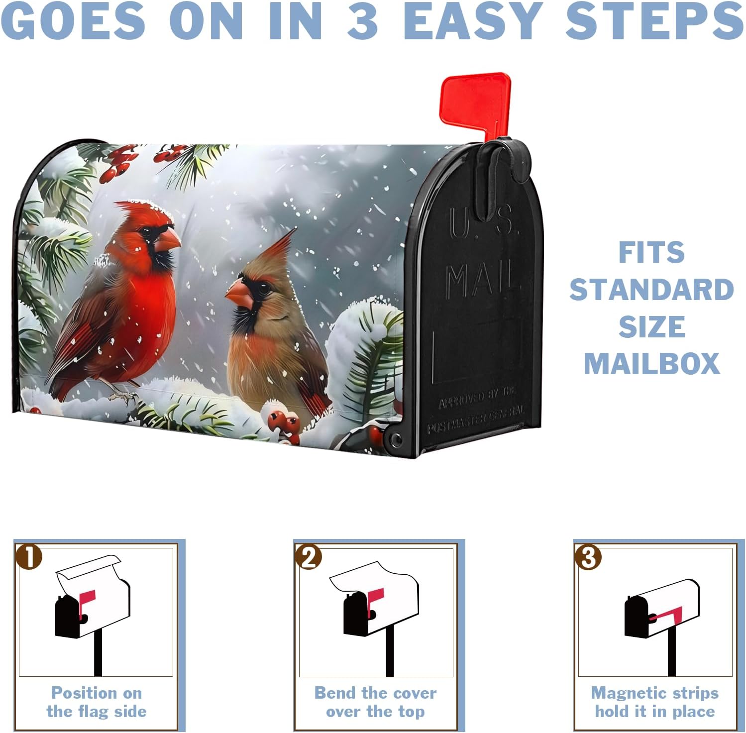 Winter Mailbox Covers Magnetic Cardinal Mailbox Cover Magnetic Red Bird Mailbox Wraps Post Letter Box Cover 21x18in for Home