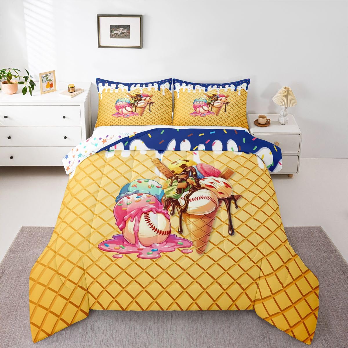 Funda de edredón individual de béisbol que alegra el cuarto juvenil