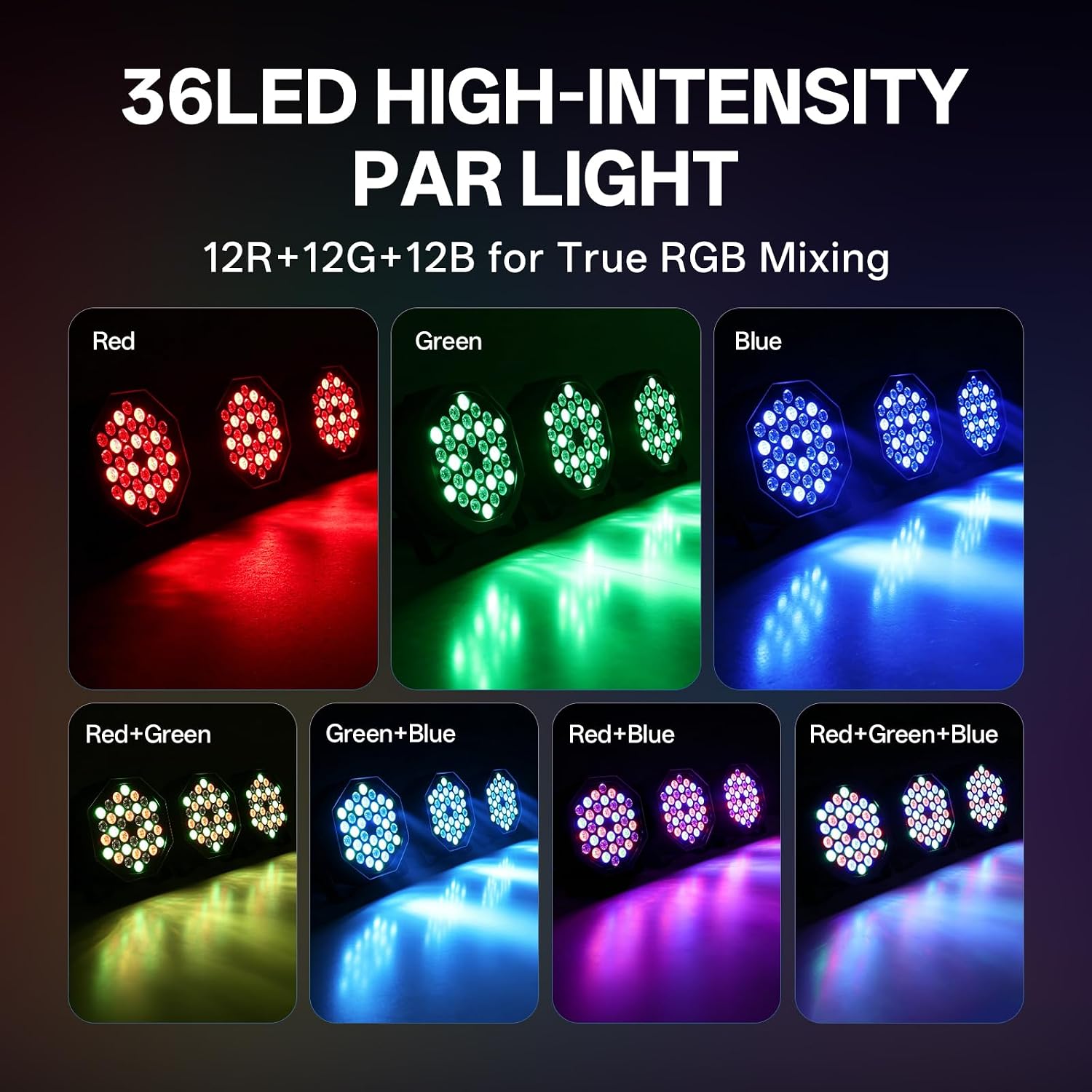  LED Par Lights DJ Stage Light RGB 36 LED with Sound Activated Remote Control DJ Uplighting for Wedding Party Club Christmas Stage Lighting (8 Packs) thumbnail