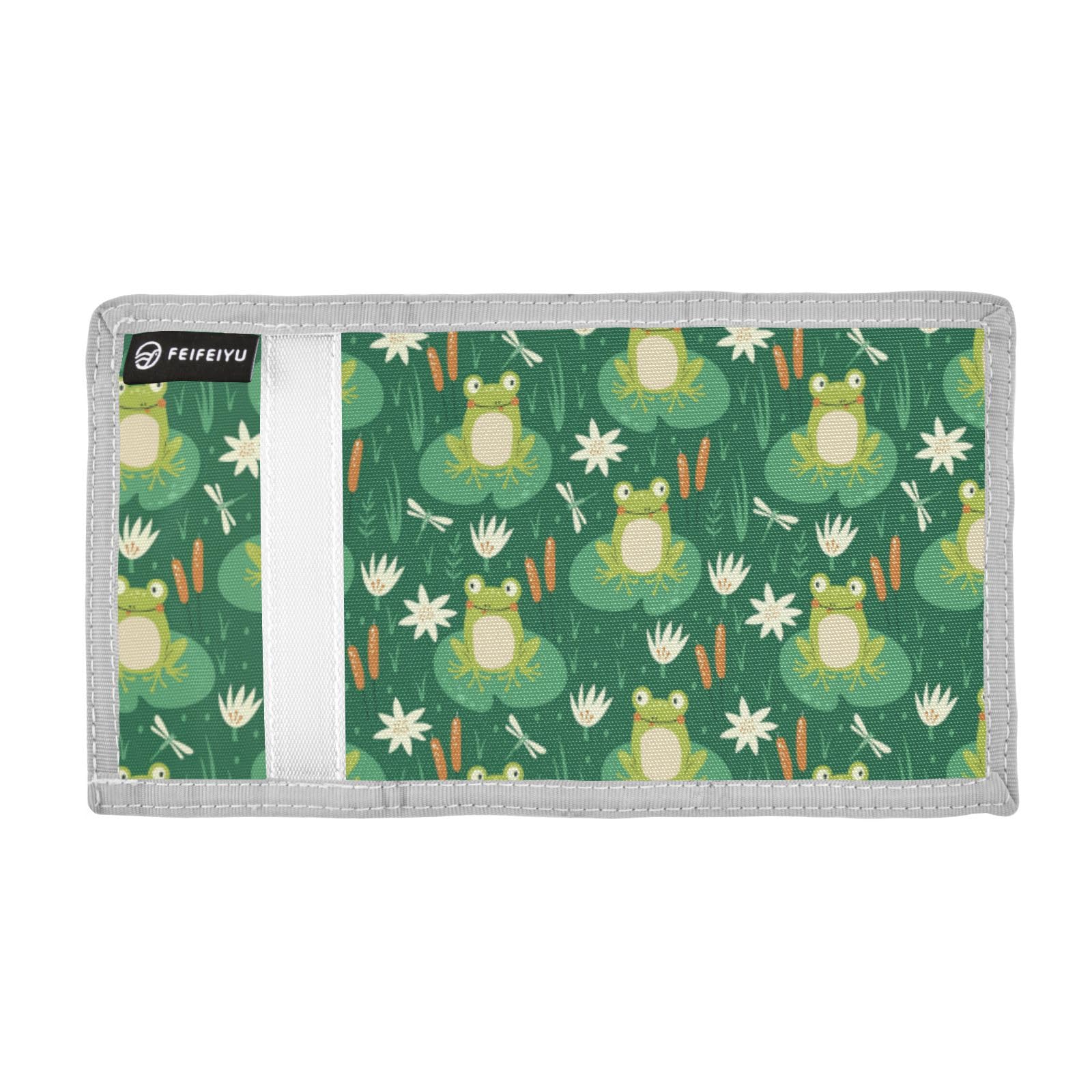 Wusikd Frogs Lotus Kids Wallet for Boys Girls Green Toddler Trifold Wallet Novelty Wallet for Teens Women Men