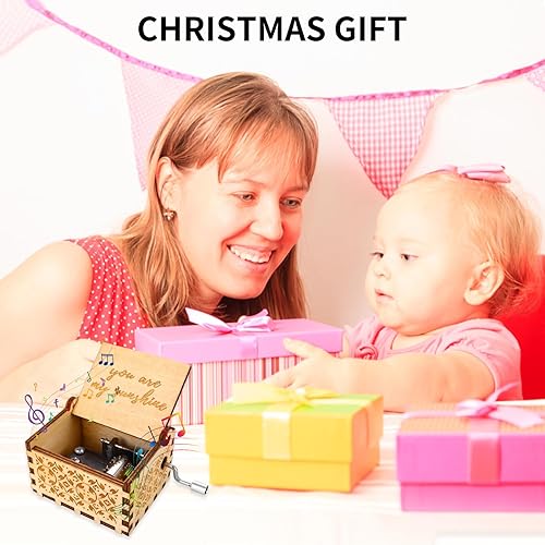 Miniatura 7 de TIESOME You are My Sunshine - Caja de música con manivela de mano, caja de música clásica grabada en madera para niños, niñas, hombres y mujeres