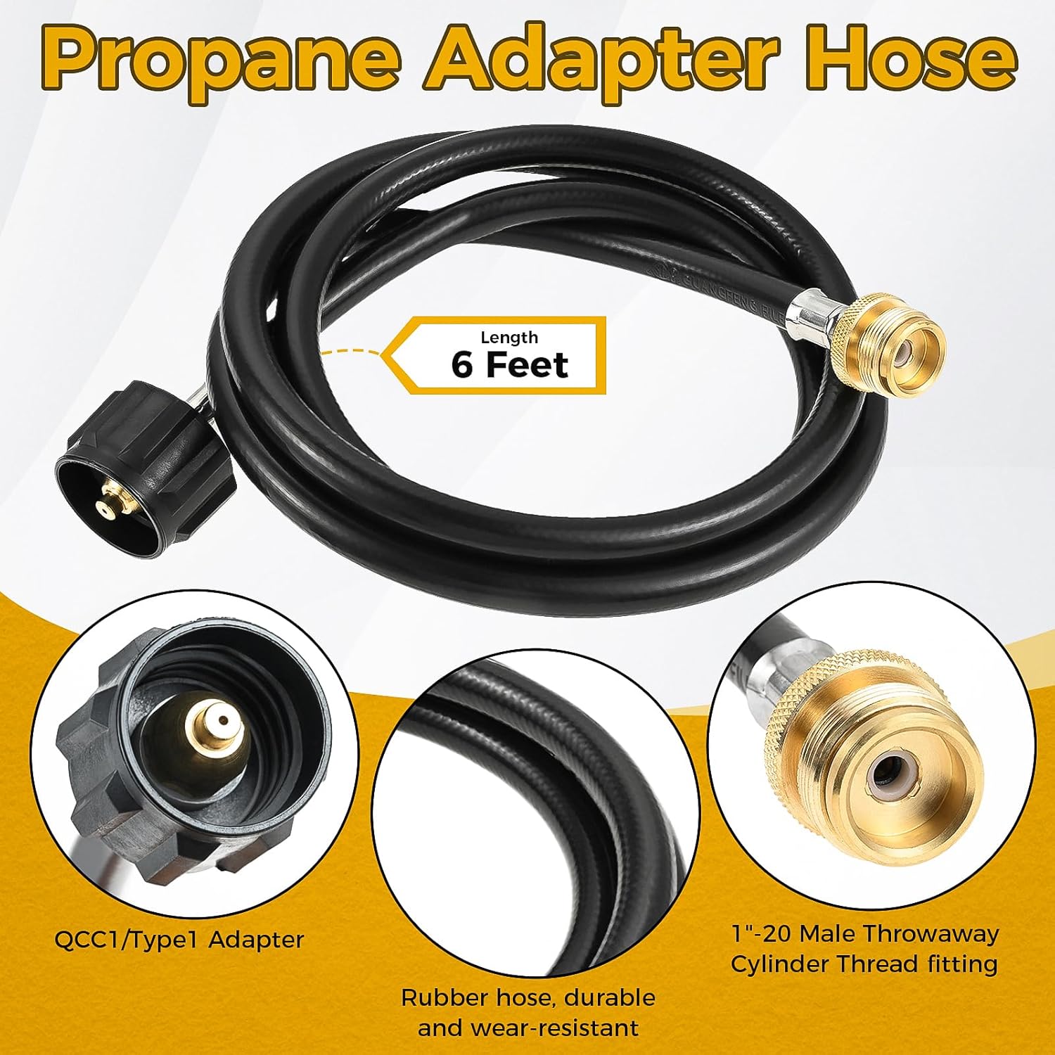 6FT Propane Adapter Hose with Stove Pressure Regulator, 1lb to 20lb Converter Hose for Propane Tank Connection Compatible with Jet-Boil Genesis 2 Burner Stove & Folding Gas Stoves