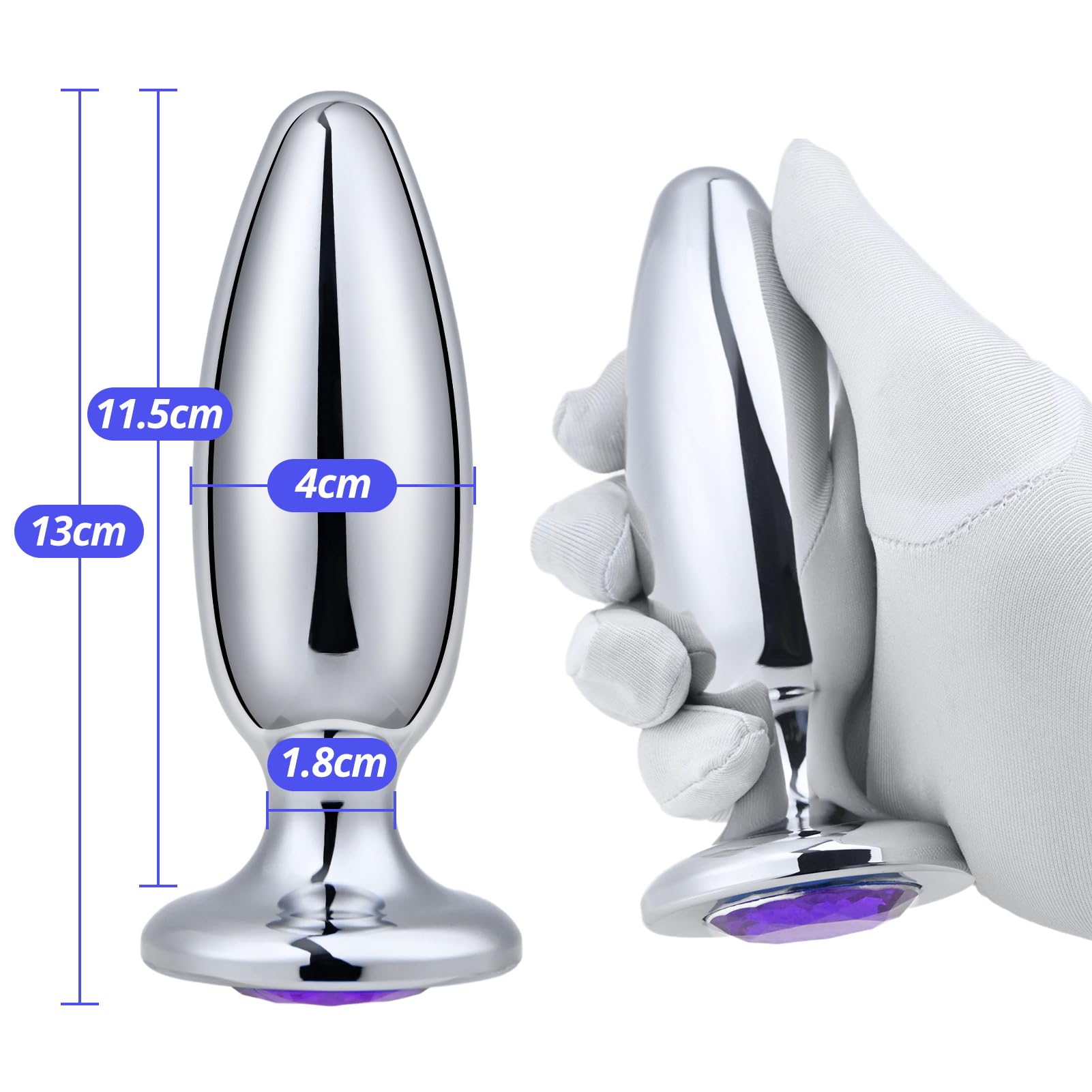 SXOVO Plug Anale Dilatatore in Metallo Plug Anale a Proiettile per Stimolazione della Prostata Butt Plug Analesex Toy con Diamante Viola Toys Sessuali per Donna Uomini Coppie