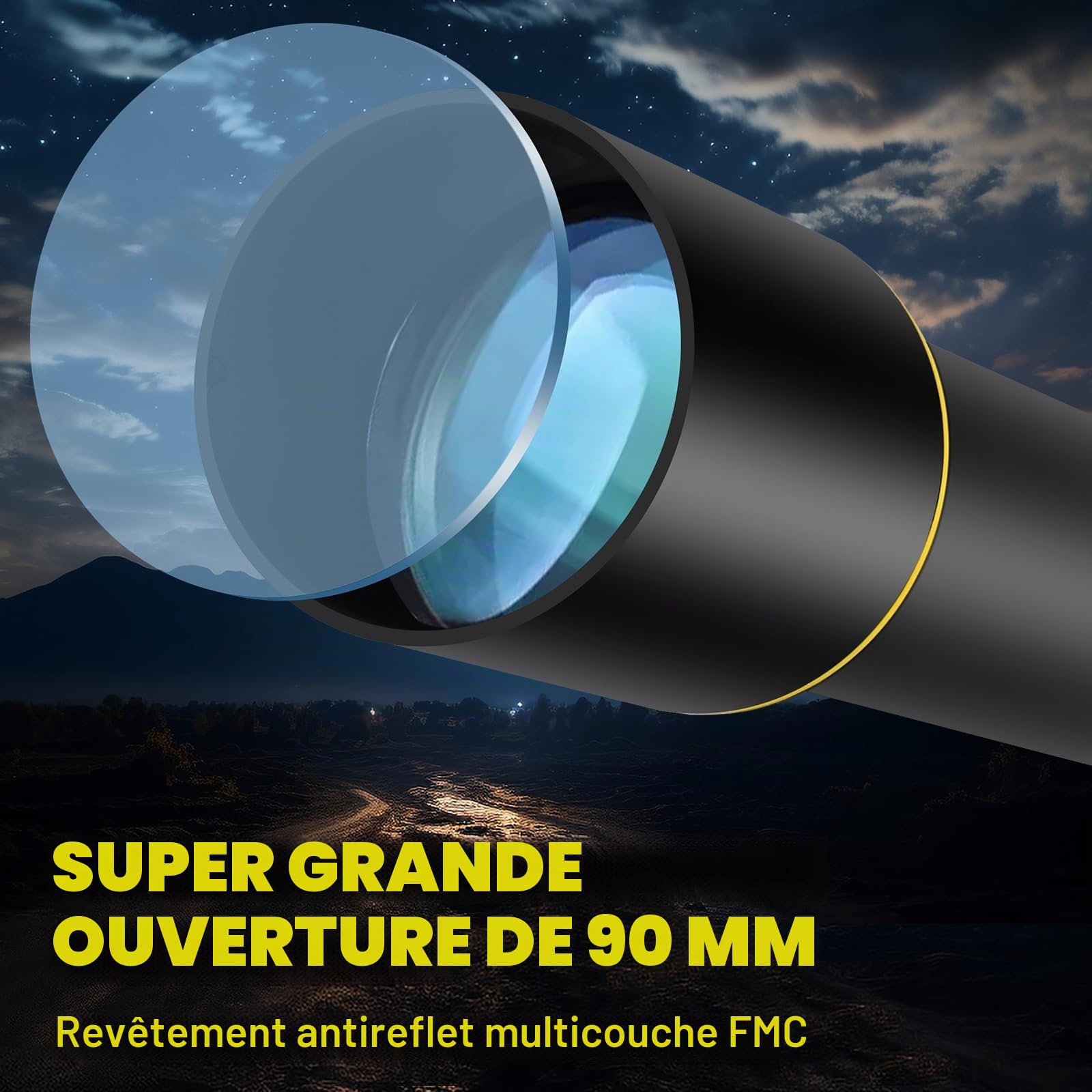 Télescope professionnel d'astronomie - Ouverture 90 mm - Haute puissance 1000 mm - Réglage précis - Adaptateur de téléphone