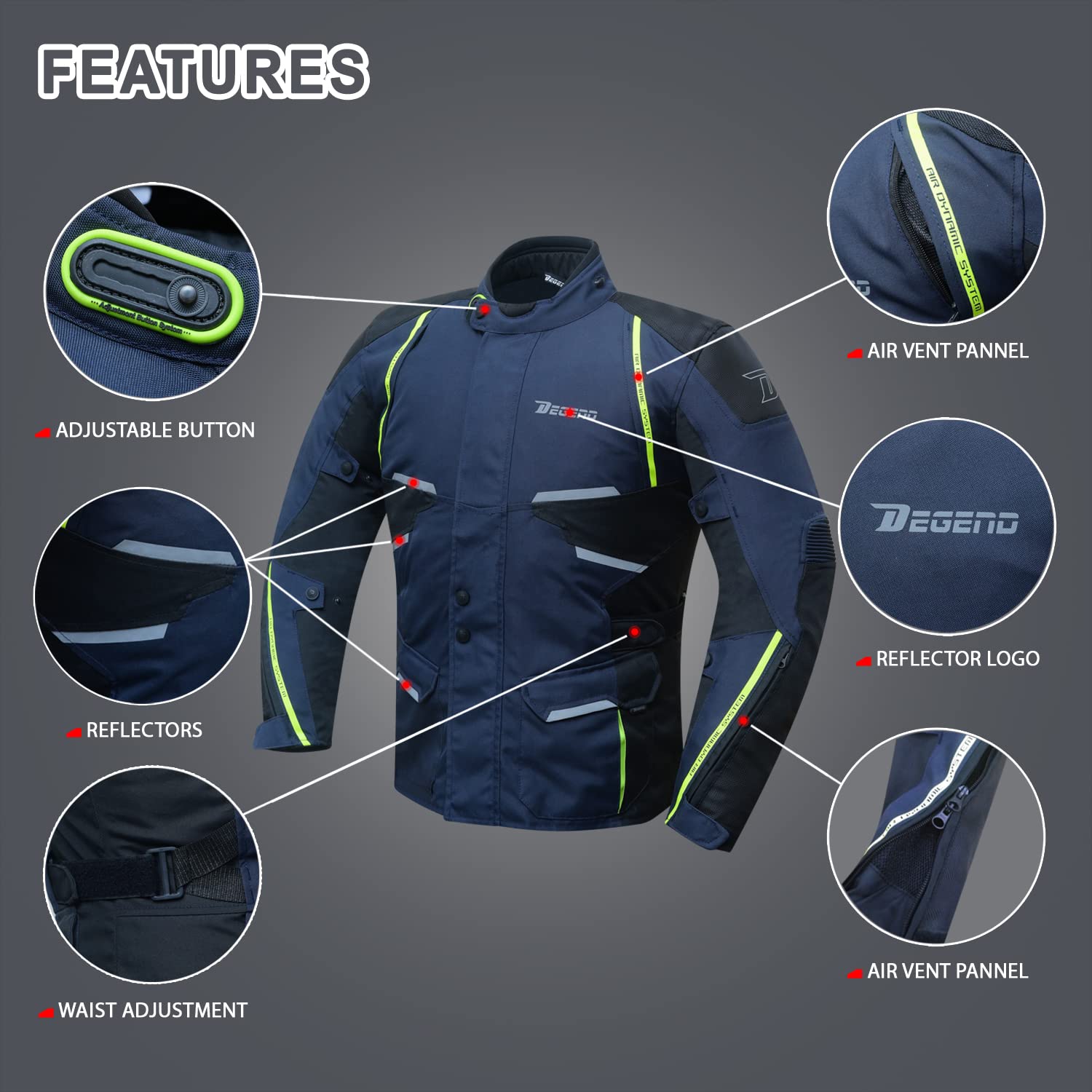 Sahara | Chaqueta Moto 4 Estaciones para Hombres | Tri-Capa - 2 Capas de Invierno Removibles + Protectores y Reflectante