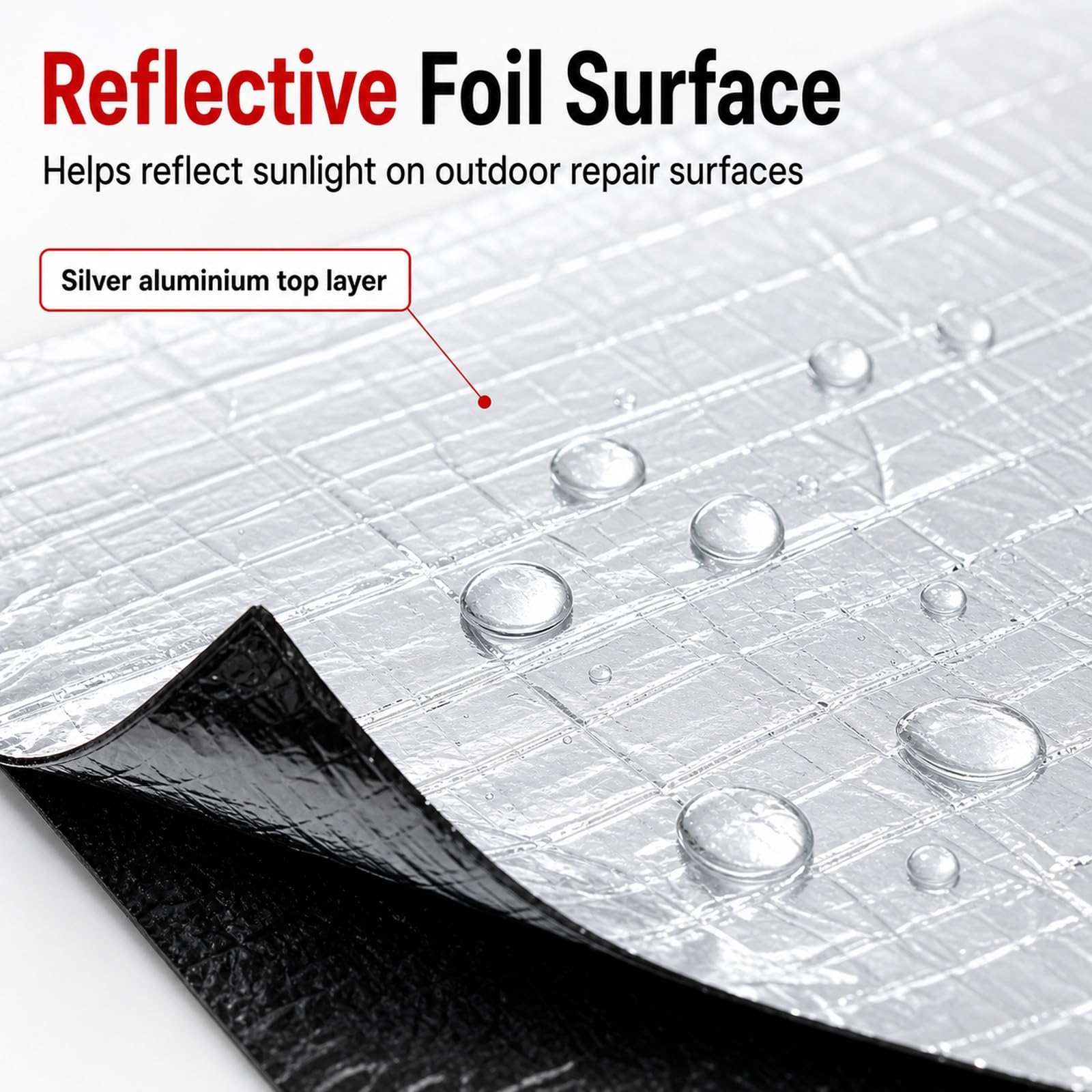 Tela Asfáltica Autoadhesiva Tejado,Cinta Impermeable para Asfalto,Cinta con Extra Adhesión de Aluminio,Resistencia a la Intemperie,para reparación de Cubiertas y Fisuras en Edificios