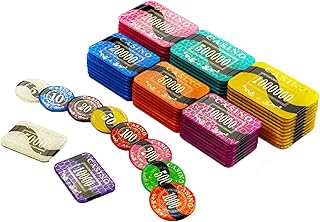 Fish Poker Poker Fiches Poker Fiches Valigetta Poker 25 Pezzi Monte Carlo, Crystal 14 Gram Texas Holdem Blackjack Poker Chips con valori $ 5- $ 500000 Selezionabile,25 Piece,$100000