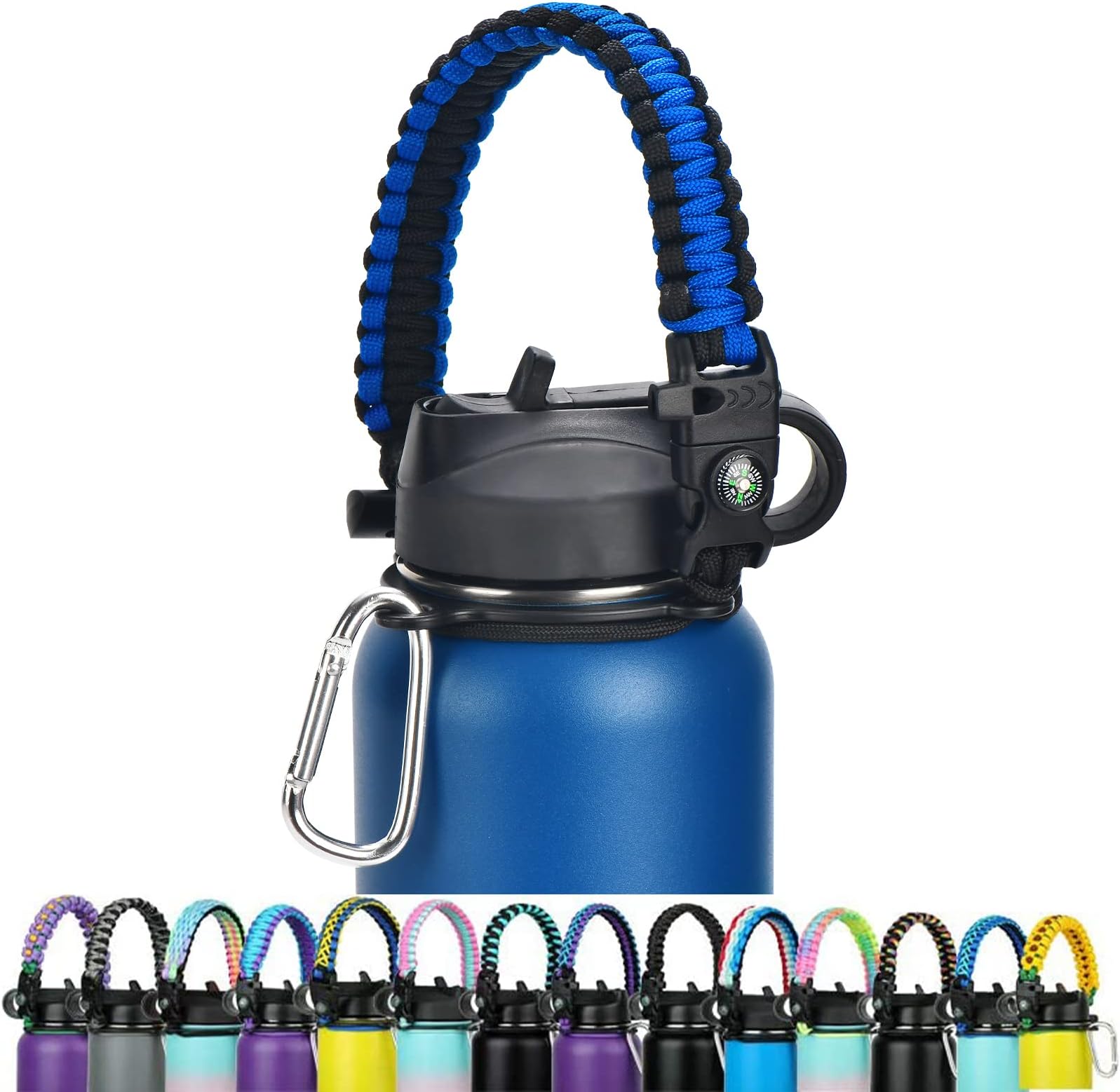 WEREWOLVESParacord Handle - Fits Wide Mouth Bottles 12oz to 64oz - Paracord Strap Cord - Ideal Water Bottle Handle Strap