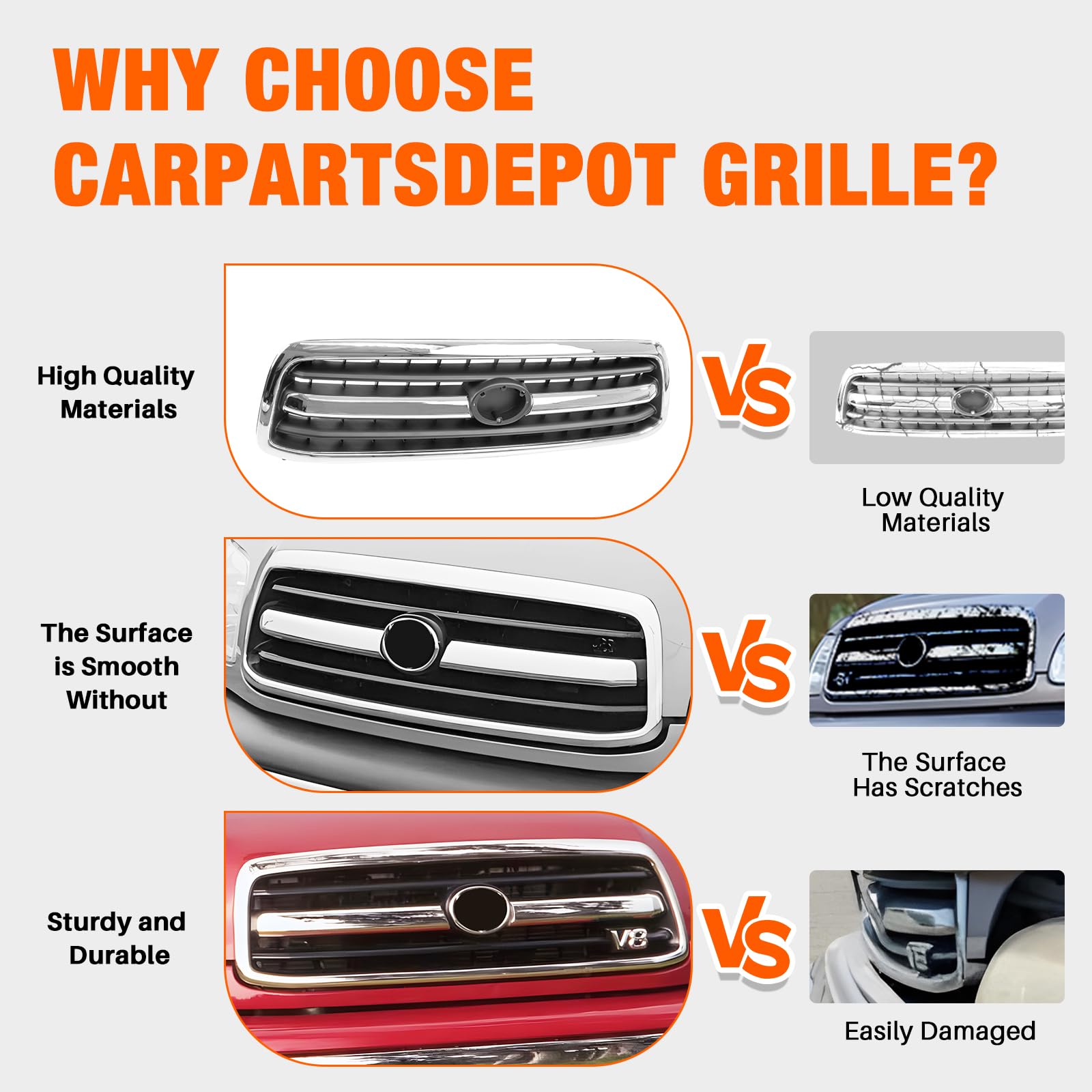 Amazon.com: CarPartsDepot Front Grille Grill Compatible With