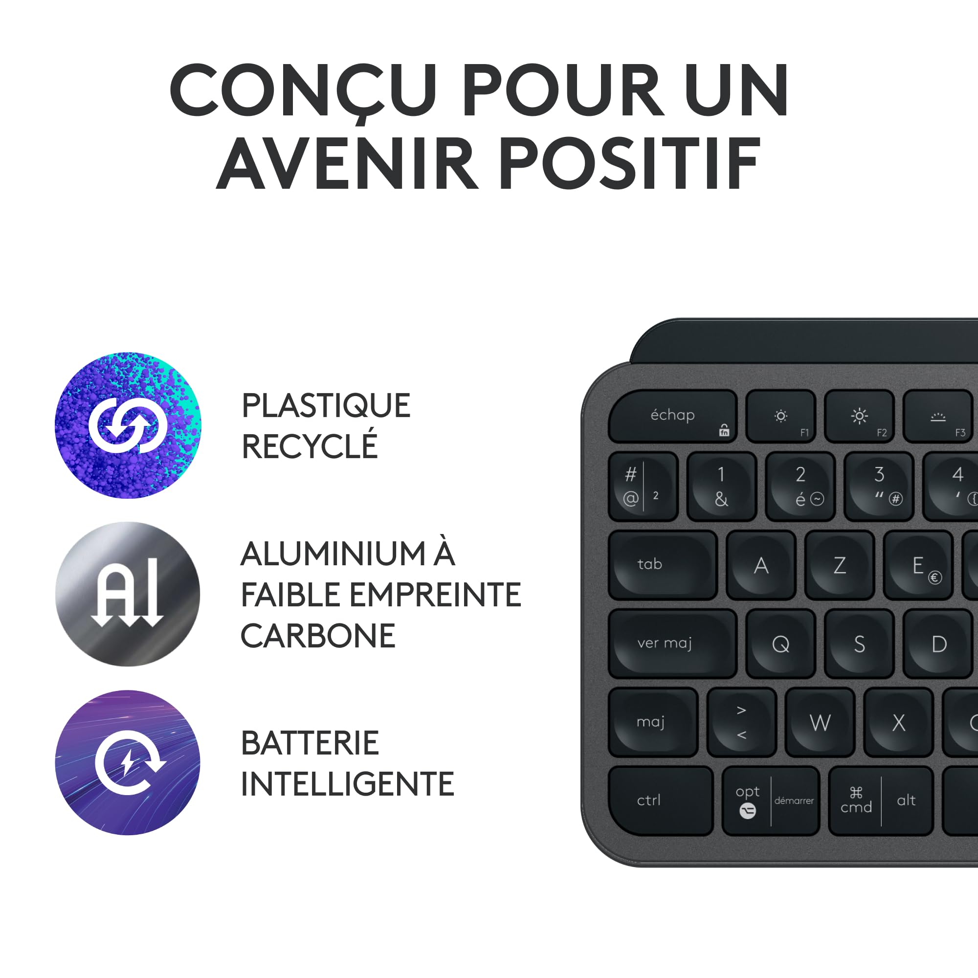 Logitech MX Keys S Combo:Clavier et Souris sans Fil Performants avec Repose Poignet,Éclairage Personnalisable, Défilement Rapide,Bluetooth,Windows/Linux/Chrome/Mac, Clavier Français AZERTY - Gris