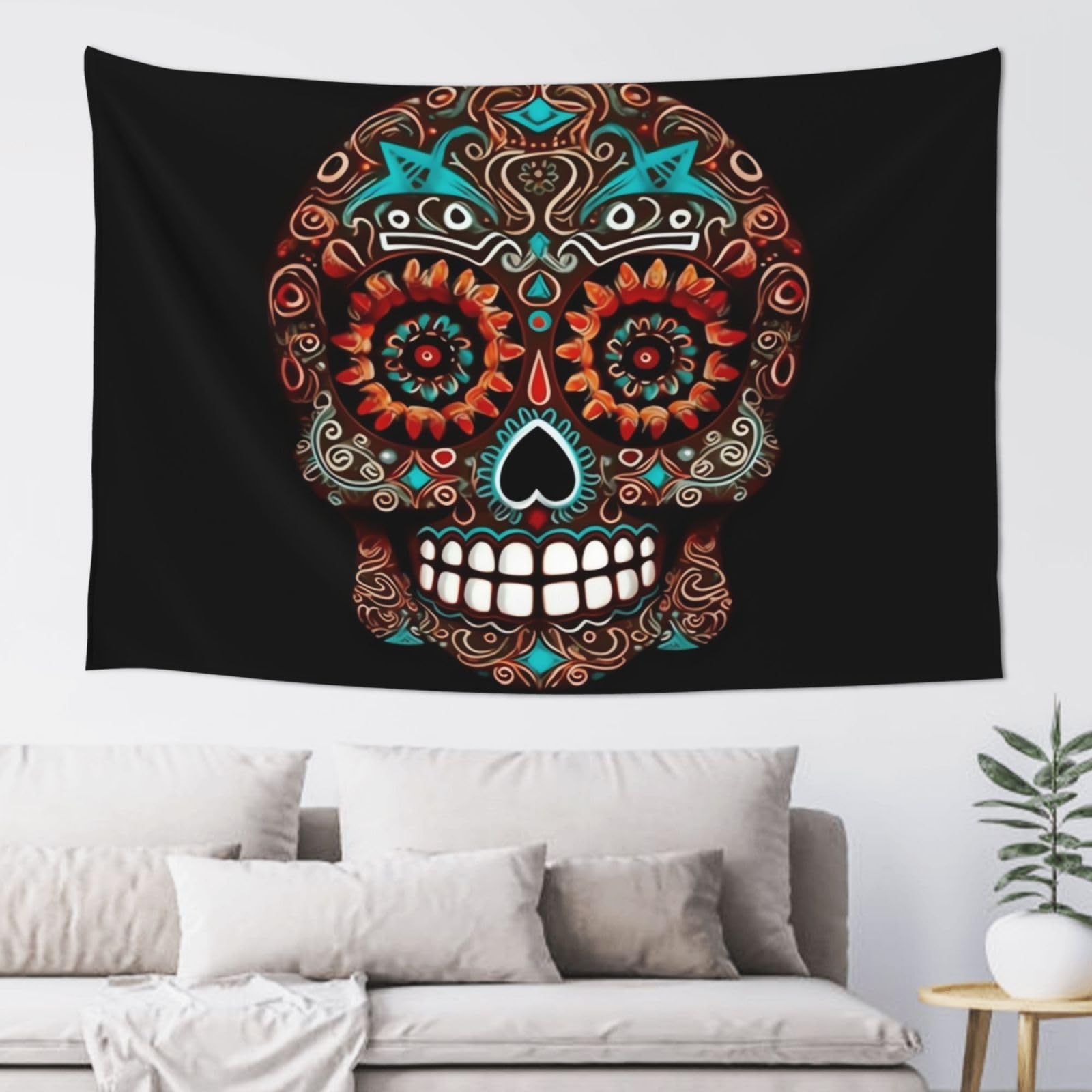 FodPand Sugar Skulls Day of the Dead Tapestry for Bedroom Aesthetic, Wall Hanging Tapestries Art Decor Backdrop Wall Tapestry for Dorm Living Room Funny Poster Party Banner Background 40" X 60"
