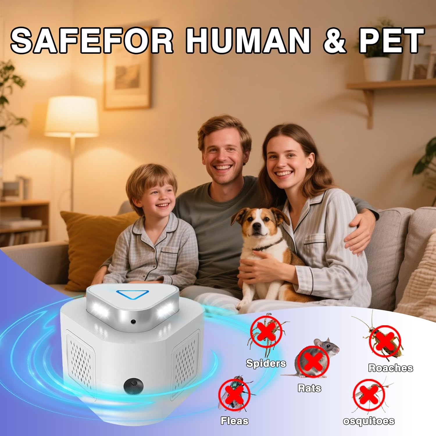 2 Packs Mice Repellent Ultrasonic Plug in Rodent Repeller Indoor, 360° Pest Control Indoor Pest Repellent, Mouse Deterrent for Home, Kitchen, Attic, Garage,4 Mode Switching - Image 5