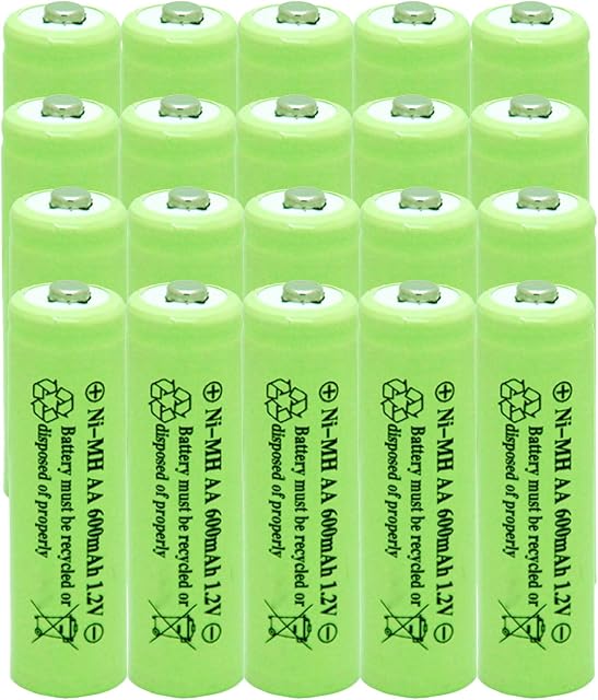 Lumière solaire AA N.M.H. 600mAh 1.2V Batteries rechargeables AA Batteries rechargeables pour lampes solaires (20 Boîte)