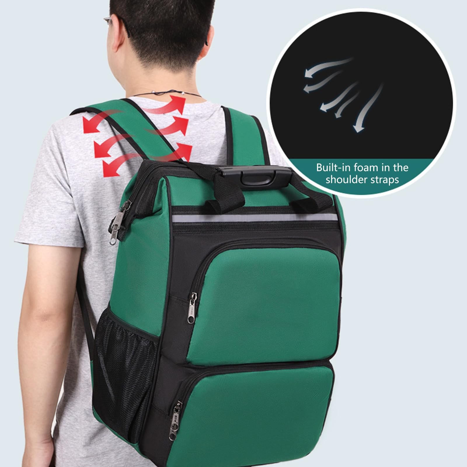 Mochila De Almacenamiento De Herramientas De Resistencia Industrial Bolso De Hombro Para Electricista Caja De Organizadores Reforzada a Prueba De Agua Portadores Duraderos Y Resistentes a Impactos