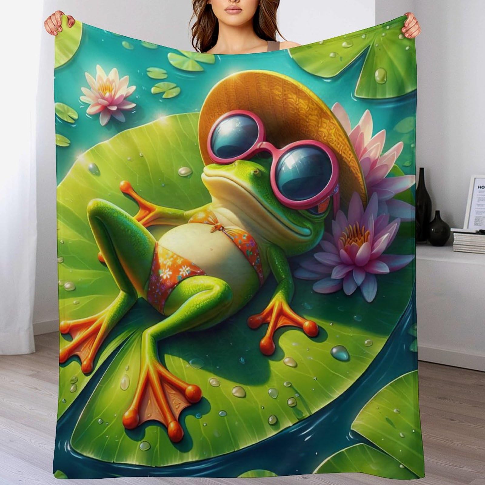 Couverture grenouille très doux et drap de sieste chaud durable