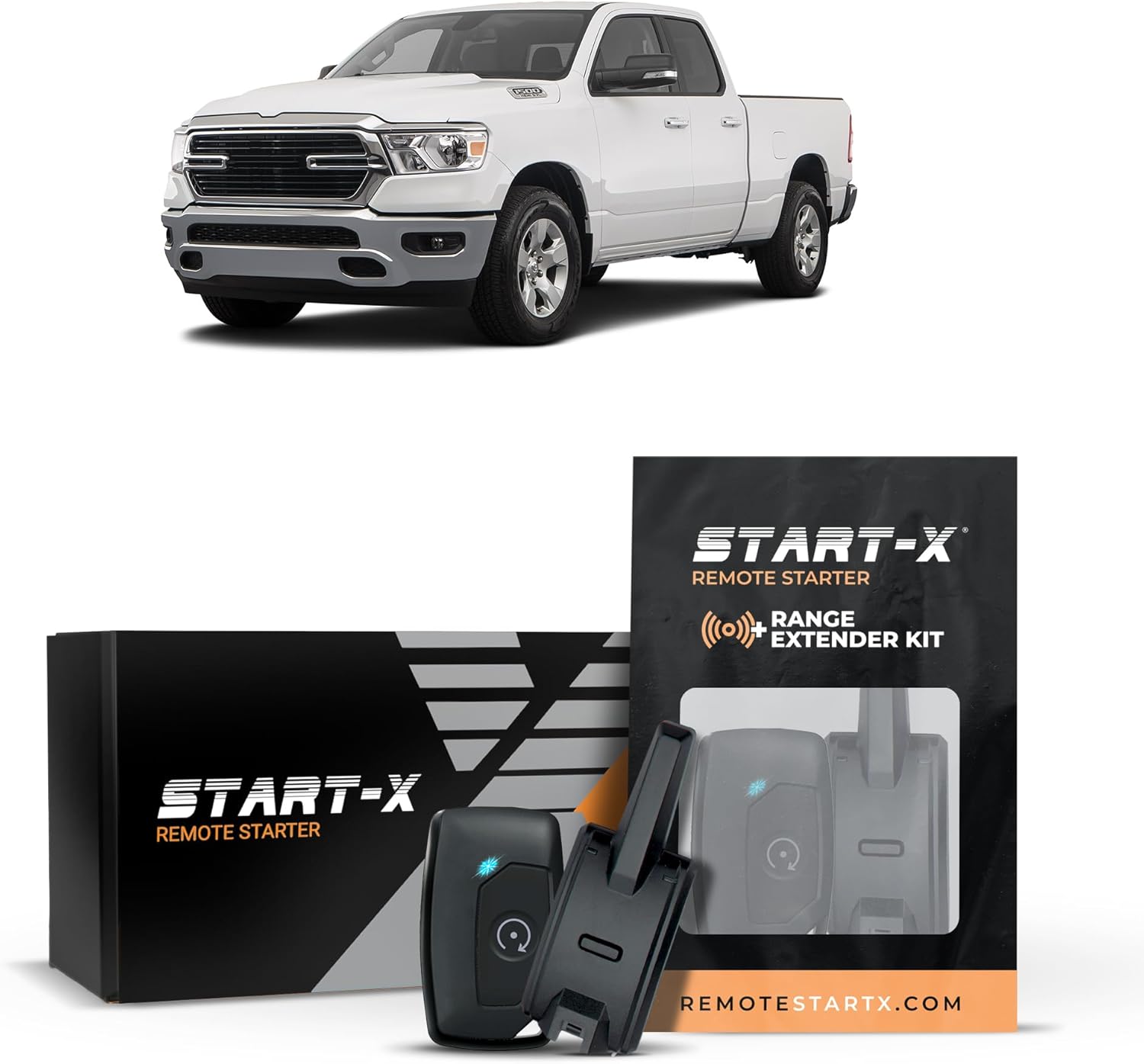 Start-X Remote Starter Kit + 2000ft 1 Way Range Extender for RAM Pickup Truck 1500/2500/3500 (2018-2023) with Key Ignition