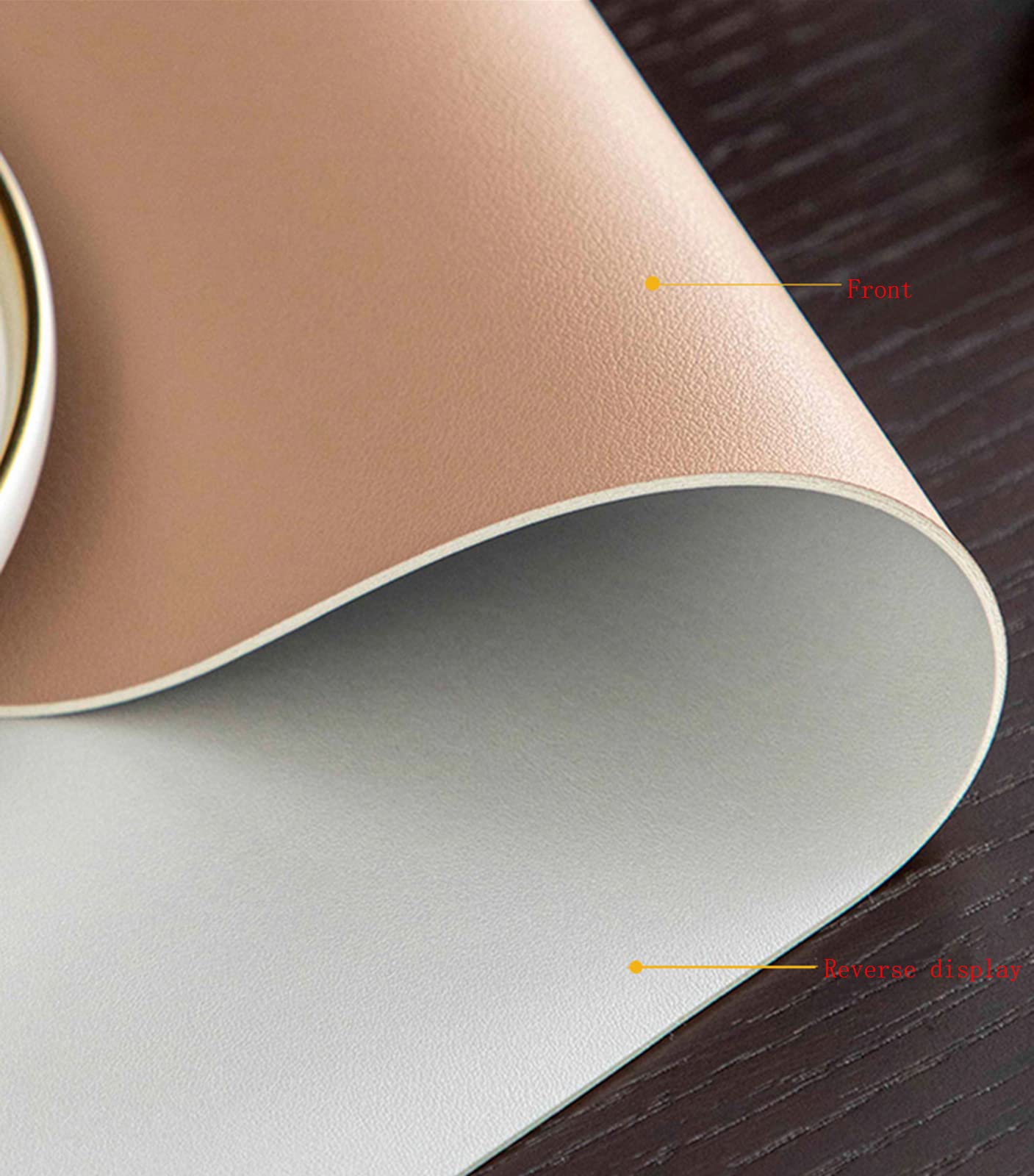 Tovaglia in PU Proteggere il piano del tavolo Impermeabile e antimacchia Facile da pulire Kaki+grigio Dimensioni 70x150cm