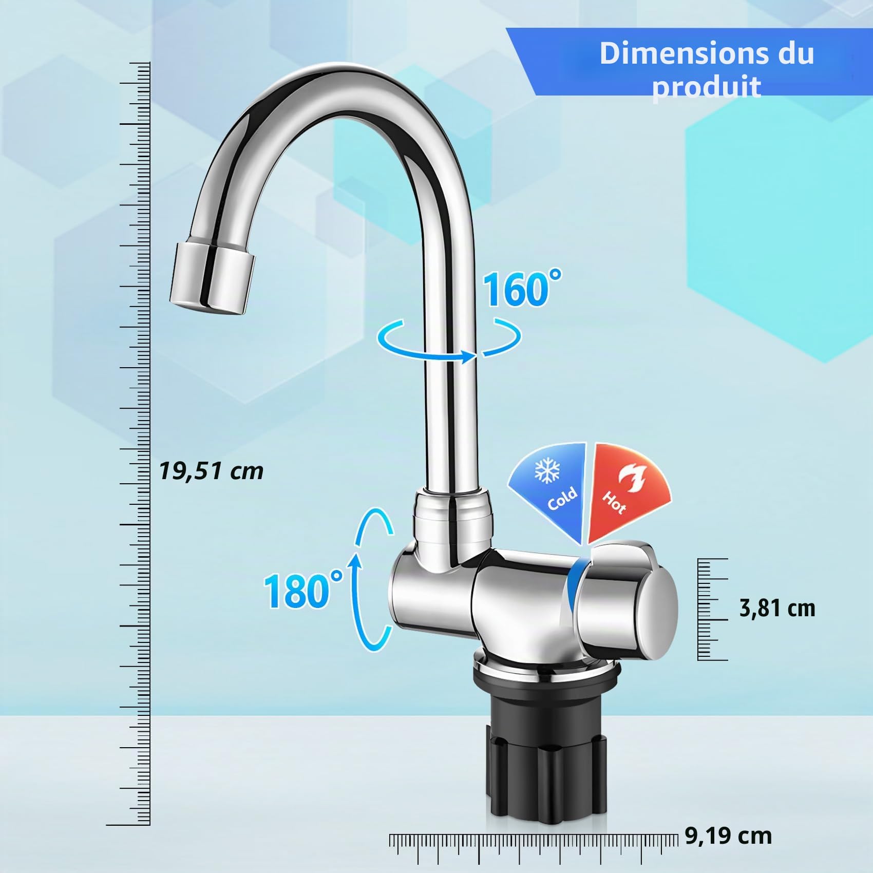 de cuisine pliable d'évier rotatif à 360 degrés mélangeur d'eau froide et chaude à une main en cuivre pour bateaux de camping-car
