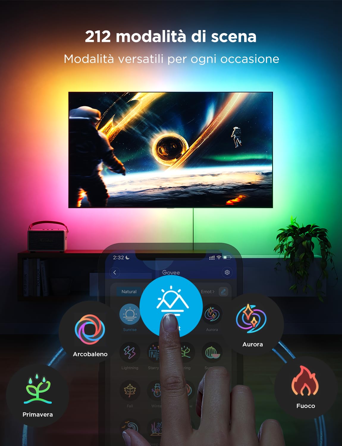 Govee TV LED Backlight, Intelligenti RGBIC da 2,4M per TV da 40-50 pollici, Striscia LED Intelligente con Controllo Bluetooth e Wi-Fi, Funziona con Alexa e Google Assistant, Sincronizzazione Musicale