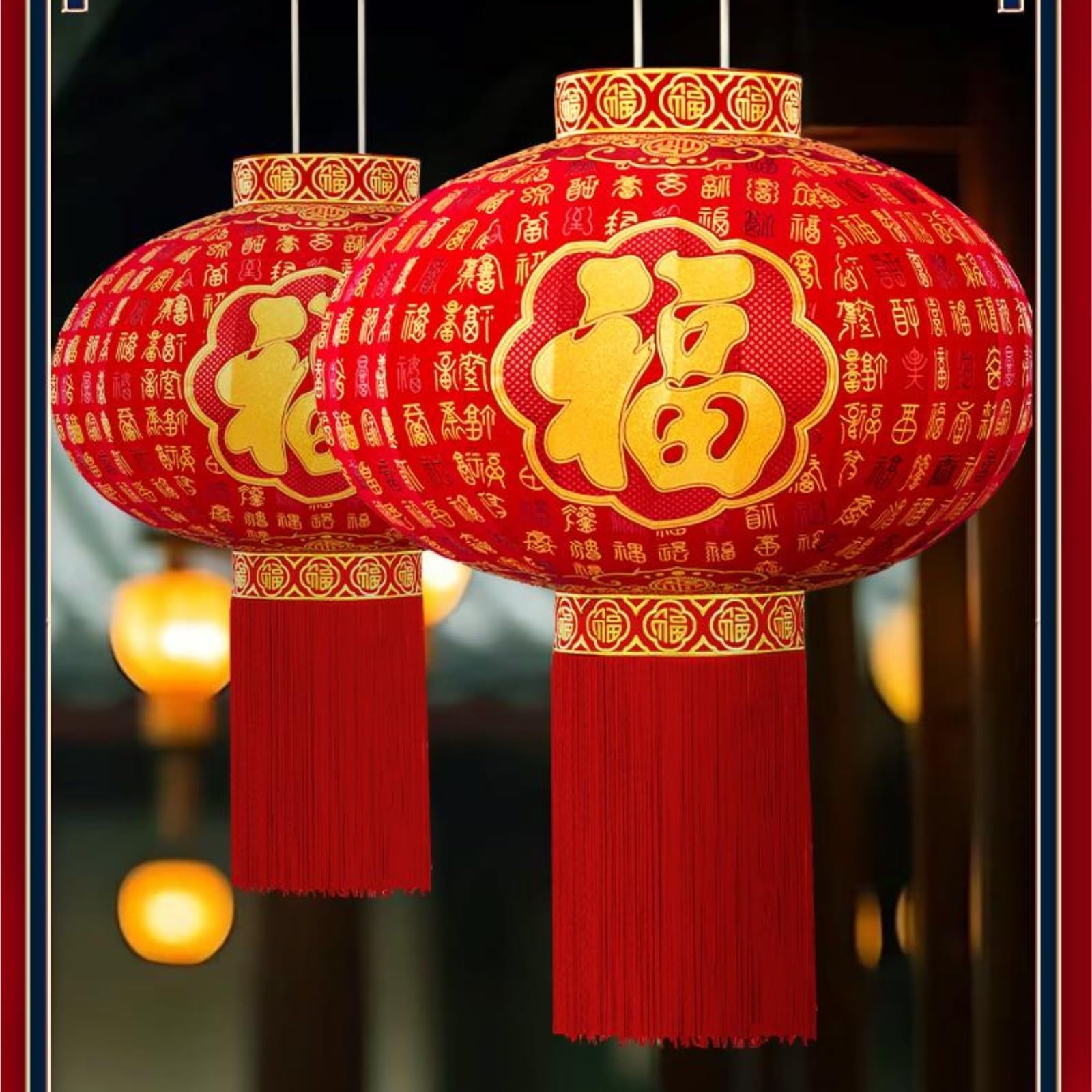 Papierlaternen EIN Paar Traditionelle Chinesische Laternen for Aufhängen for Das Neujahrs- Und Frühlingsfest Deko Partys(55cm)