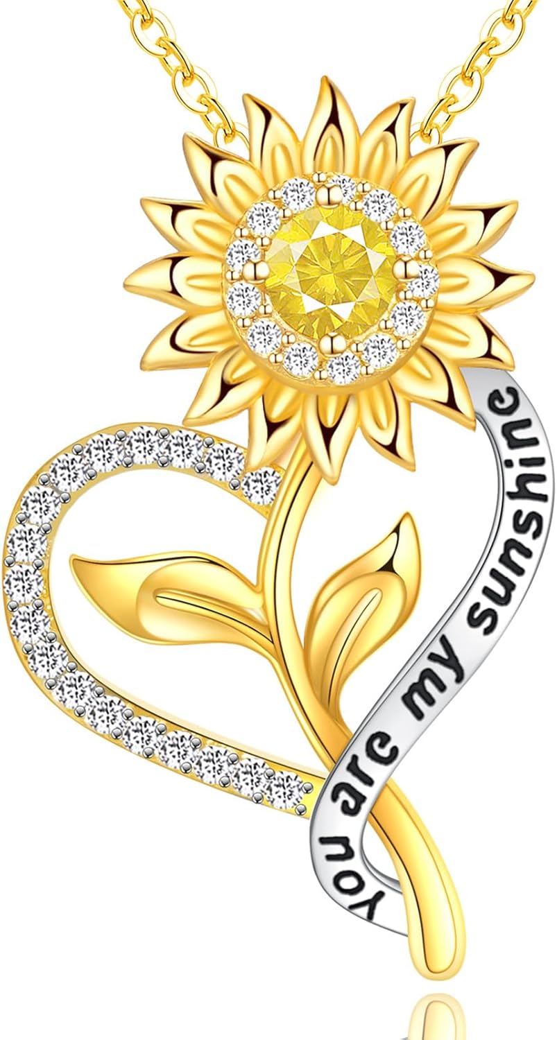 Sunflower Necklace for Women Anniversary Jewelry for Wife Birthday Gifts You Are My Sunshine Necklaces Pendant for Mom Sunflower Necklace for Women Anniversary Jewelry for Wife Birthday Gifts You Are My Sunshine Necklaces Pendant for Mom