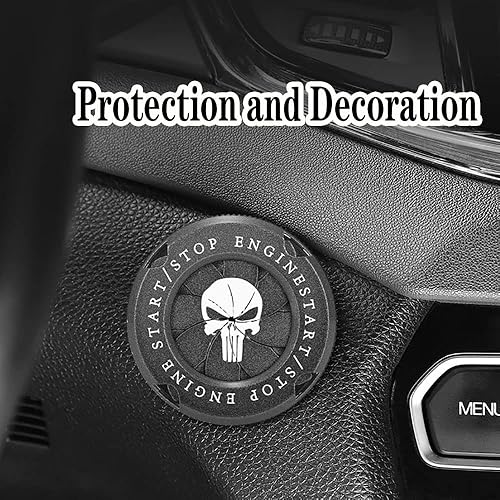 Miniatura 7 de Rotary Car Engine Start Stop Push to Start Button Encendido Skull Cover Anti-arañazos Universal Botón Spin Cubierta protectora Anillo de decoración