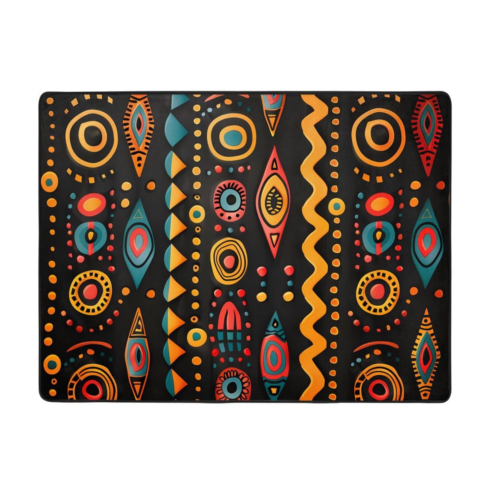Tapis imprimé texture ethnique 160x121 résistant à l'usure et doux au toucher