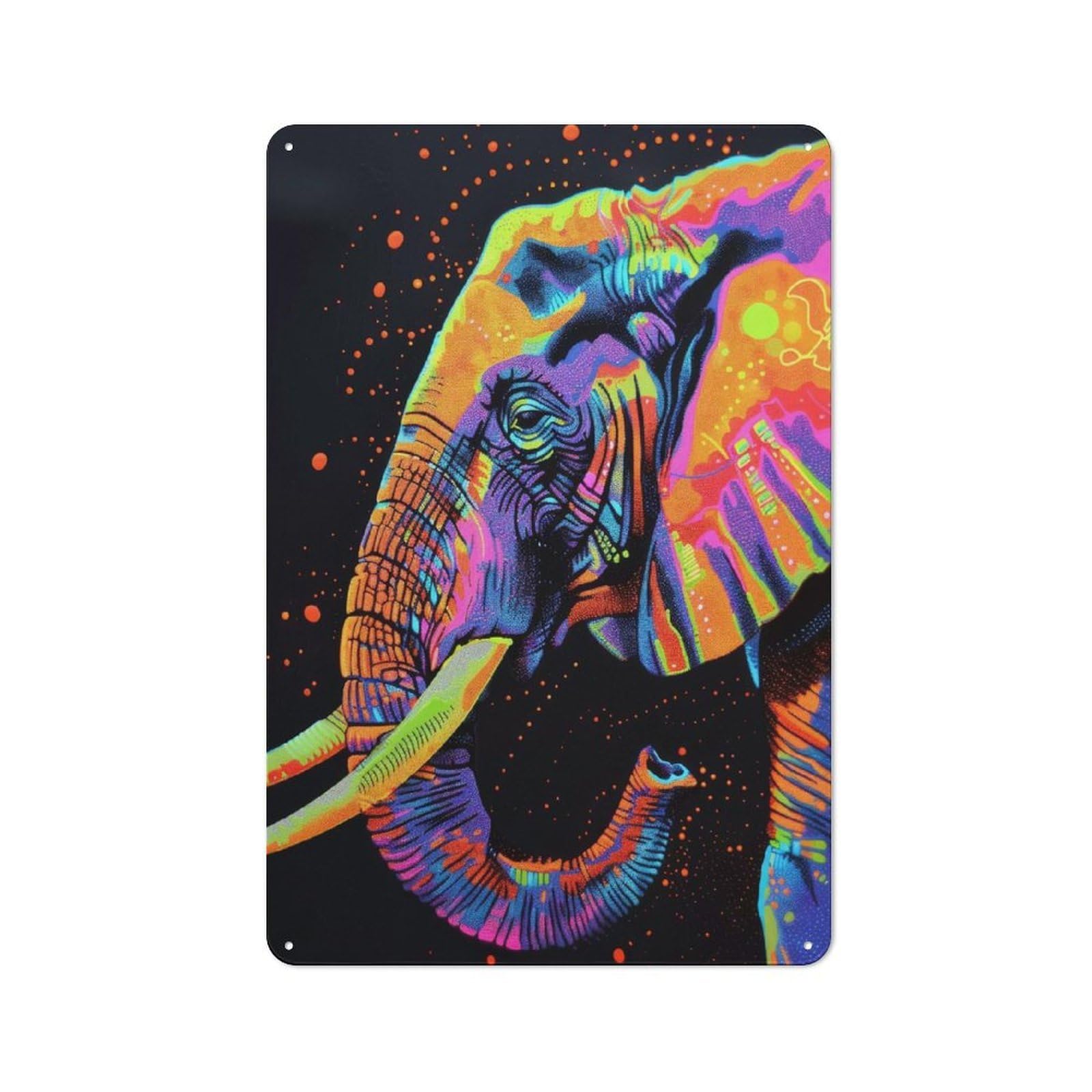 Junmoney Style-2 Bistro Style Bistro Metal Sign 30X20cm Featuring Neon Elephant Art, Shop Wall Decor For Takeaway, Bar, Kitchen Or Counter Area