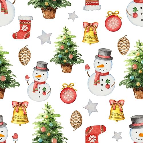 Calcomanías autoadhesivas de 18 x 236 pulgadas, diseño de muñeco de nieve de Navidad, diseño de pino, despegar y pegar, papel tapiz extraíble para
