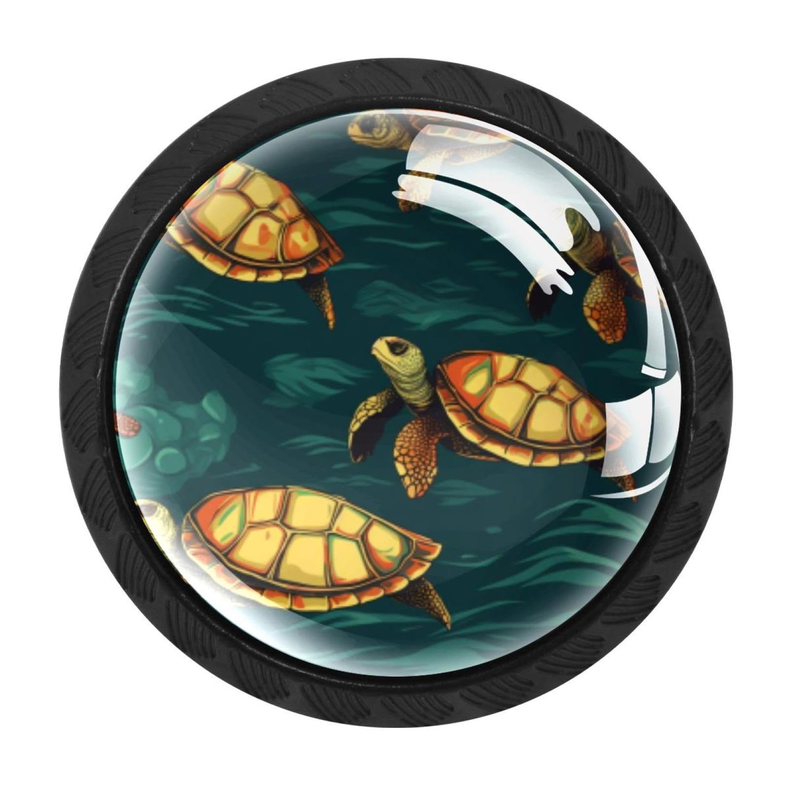 Chenzzzz Multicolored 03 4 Pack Cabinet Handles Black Sea Turtle Cabinet Knobs Draw
