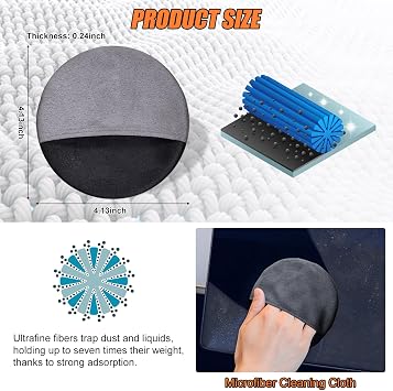 Car Touch Screen Wipes, Dashboard Display Cleaning - Includes Microfiber Cloth - Screen Cleaner Tool for Car Interior, Gray