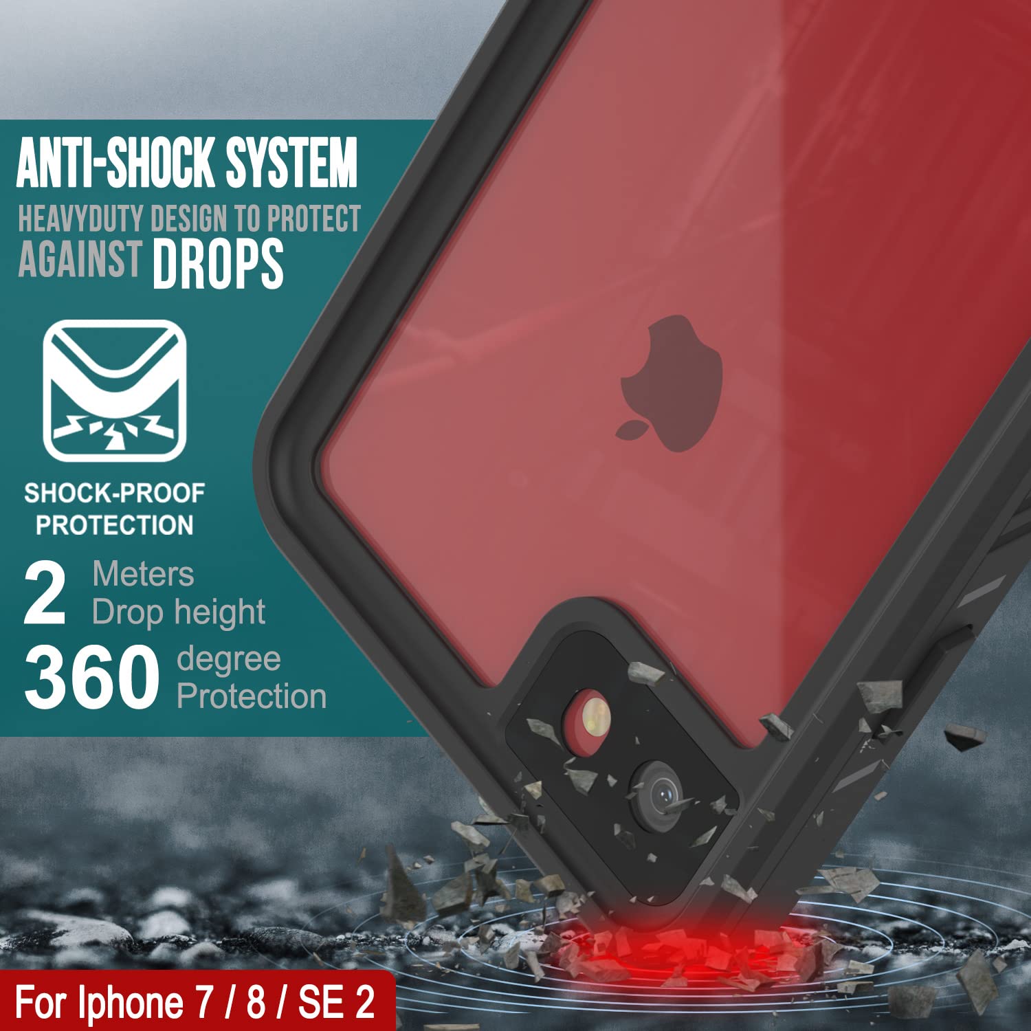Punkcase Schutzhülle für iPhone SE 2020, wasserdicht, extreme Serie, schmale Passform, schneefest, mit integriertem Displayschutz für iPhone SE 2020 (4.7 Zoll) (2020) (2020) (schwarz)