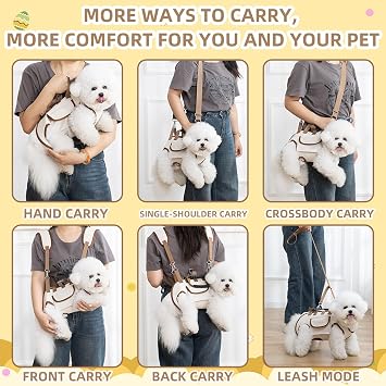 Dog Carrier Backpack for Small Pets, Breathable Detachable Travel Pet Bag with Adjustable Straps, Portable Hands-Free Dog Cat Carrier Backpack for Hiking, Walking & Camping (S)