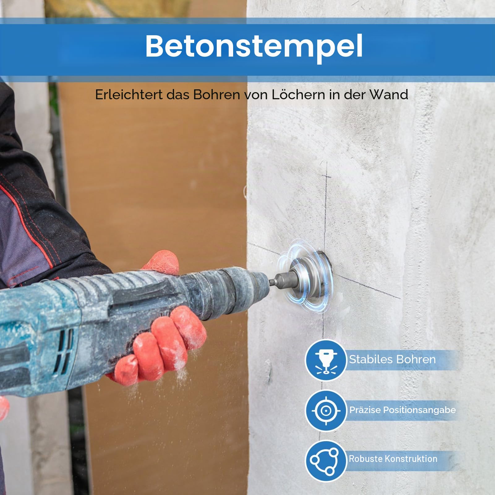 10PCS Hohl-Bohrkrone Set, TCT Kernbohrer Set SDS Plus Verlängerung Schaft Lochsägen Bohrer Ø 35mm 40mm 50mm 65mm 80mm 110mm Dosenbohrer, Bohrkrone Steckdose für Bohrhämmer