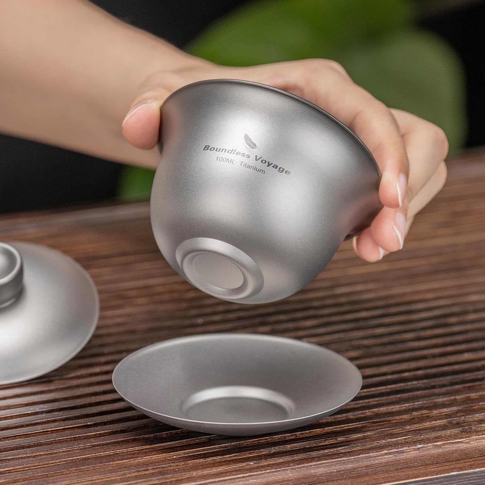 Boundless Voyage Titan Doppelwandige Teetasse Chinesische Traditionelle Teeschale Kung Fu Gaiwan Anti-Schuppen Tee Set Ti3143D