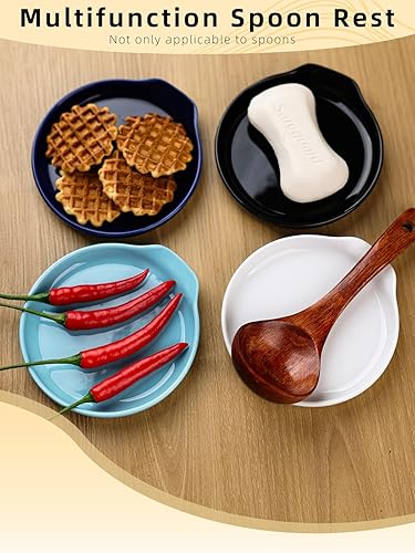 Miniatura 6 de GDCZ Soporte de cuchara de cerámica para estufa de 5 pulgadas, soporte para cuchara grande para encimera de cocina, soporte para cuchara de café,