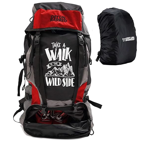 Mufubu Presents Get Unbarred 55 LTR Rucksack for Trekking, Hiking with Shoe Compartment