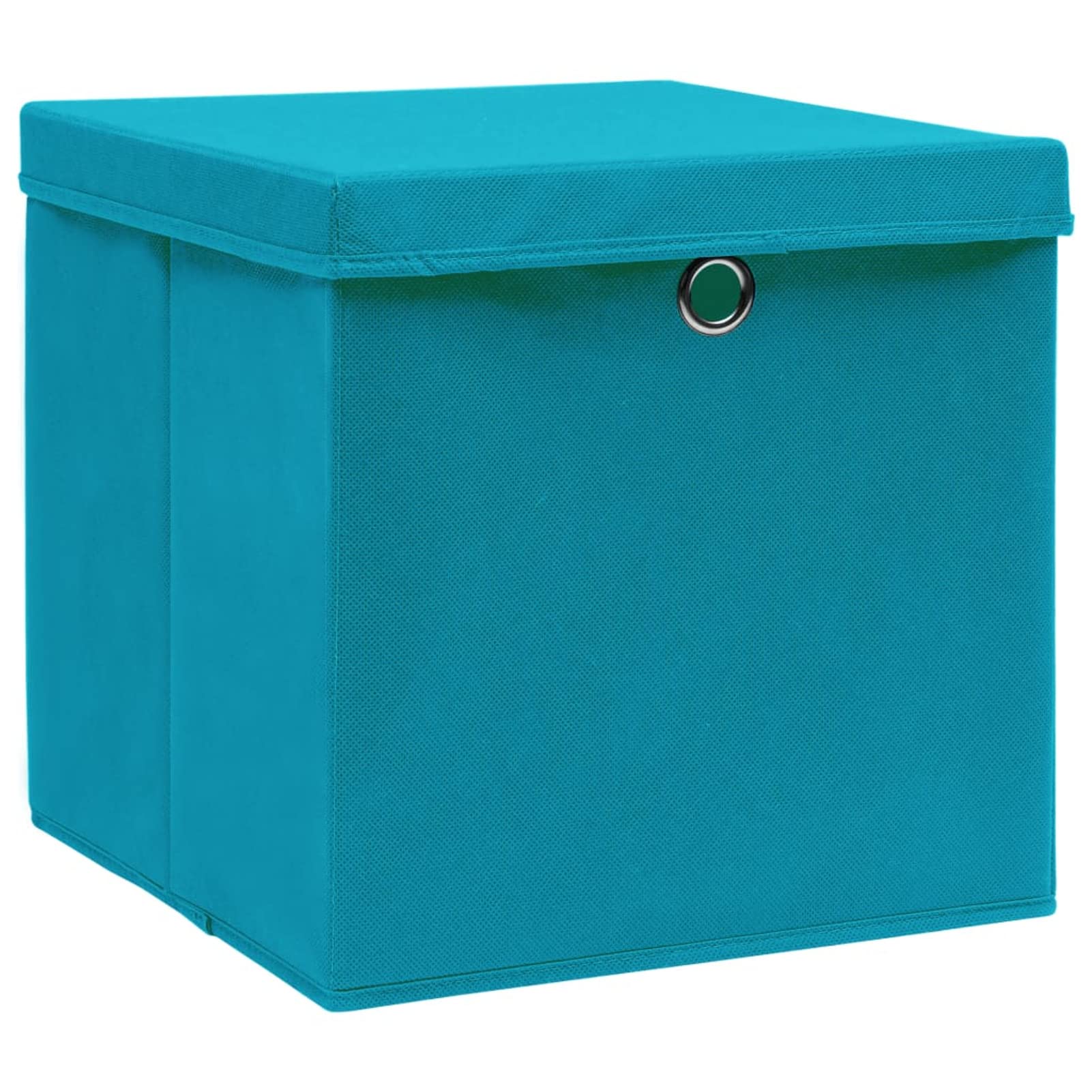Tidyard 10 STK. Aufbewahrungsbox mit Deckeln Zusammenklappbar Spielkiste Regalkorb Faltkiste Korb Kinderbox Faltbox Box Kiste Vliesstoff 28x28x28 cm Babyblau
