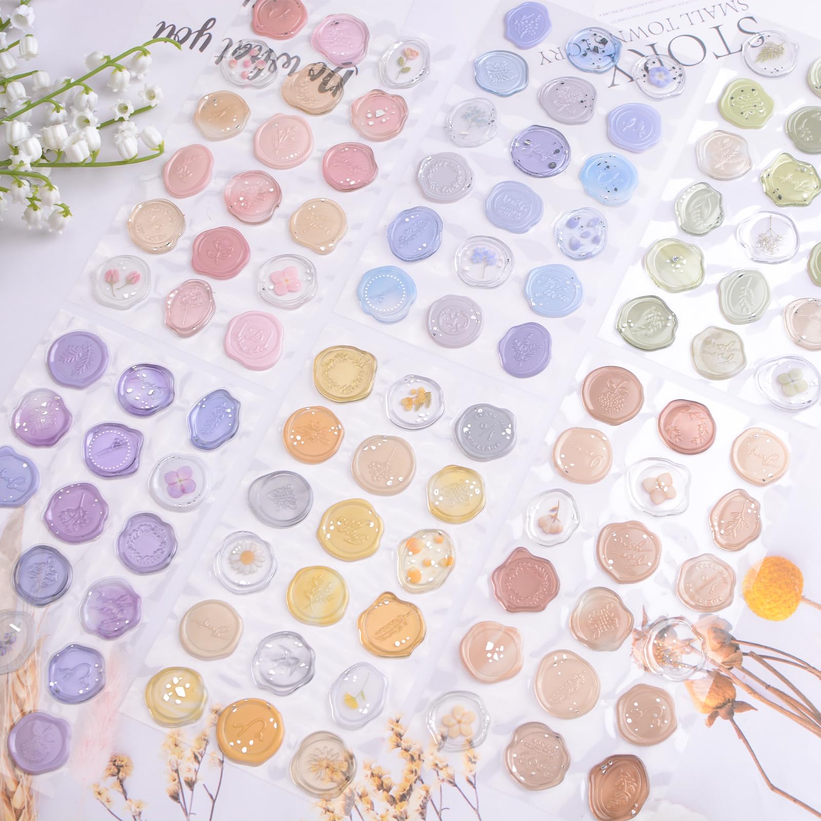 URROMA Lot De 60 Autocollants Transparents Pour Sceau De Cire