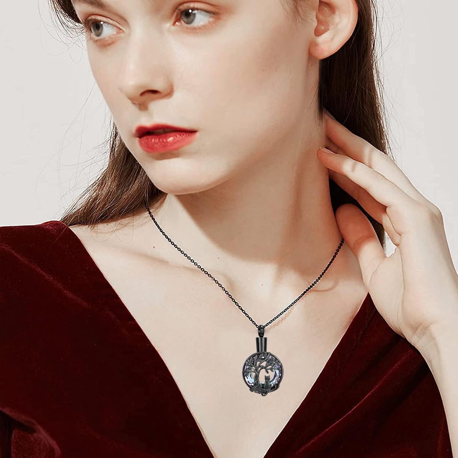 zeqingjw Cat Cremation Jewelry Urn Necklace for Ashes for Pet,Funeral Ashes Keepsake Urn Necklace Pendant Memorial Jewellery - Image 8