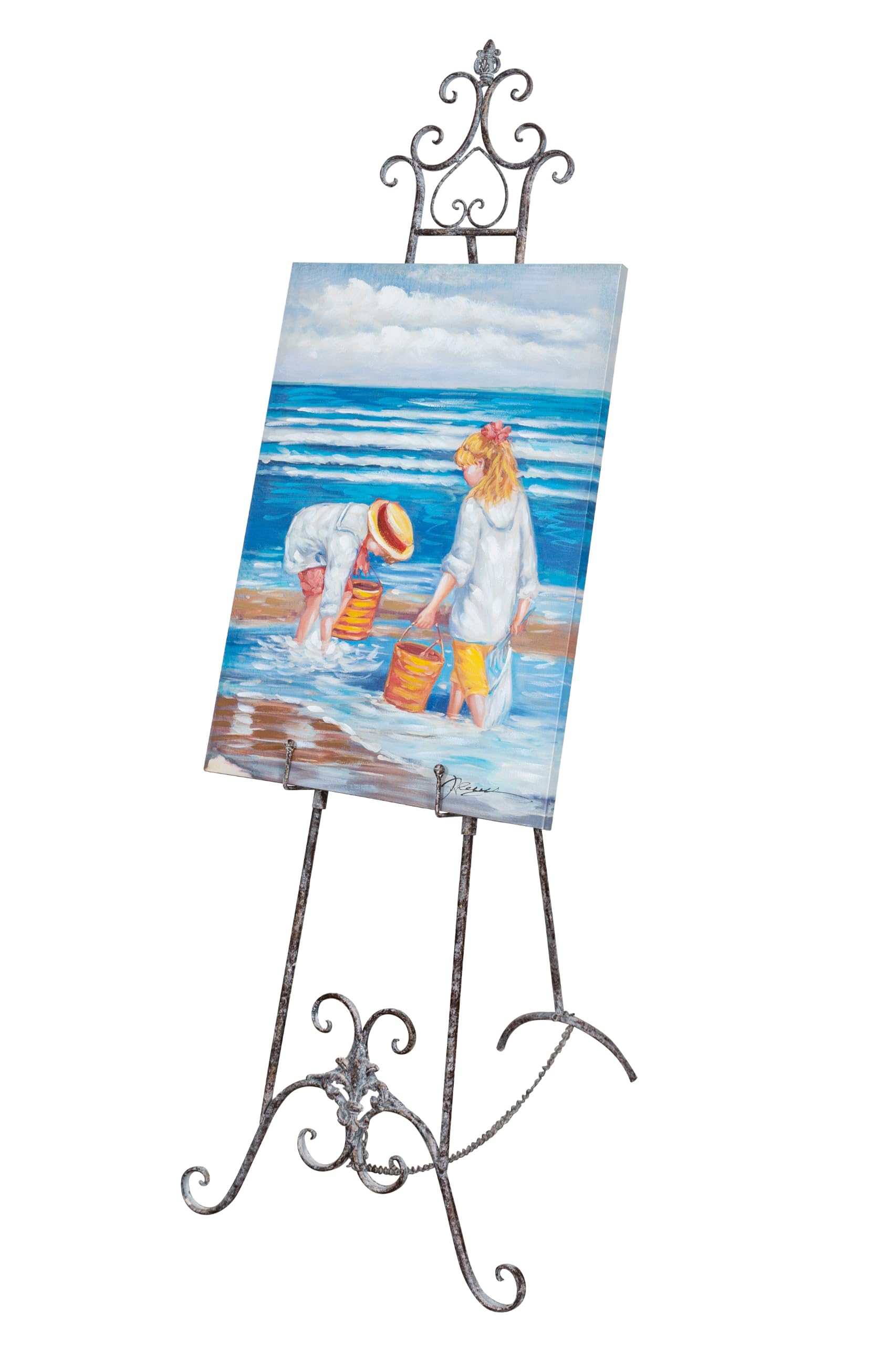 BISCOTTINI Caballete de pintura para cuadros de suelo, 150 x 53 x 96 cm, soporte para menús, caballete pintor, expositor publicitario de hierro – Portamenu restaurante – Soporte para pizarra de tierra