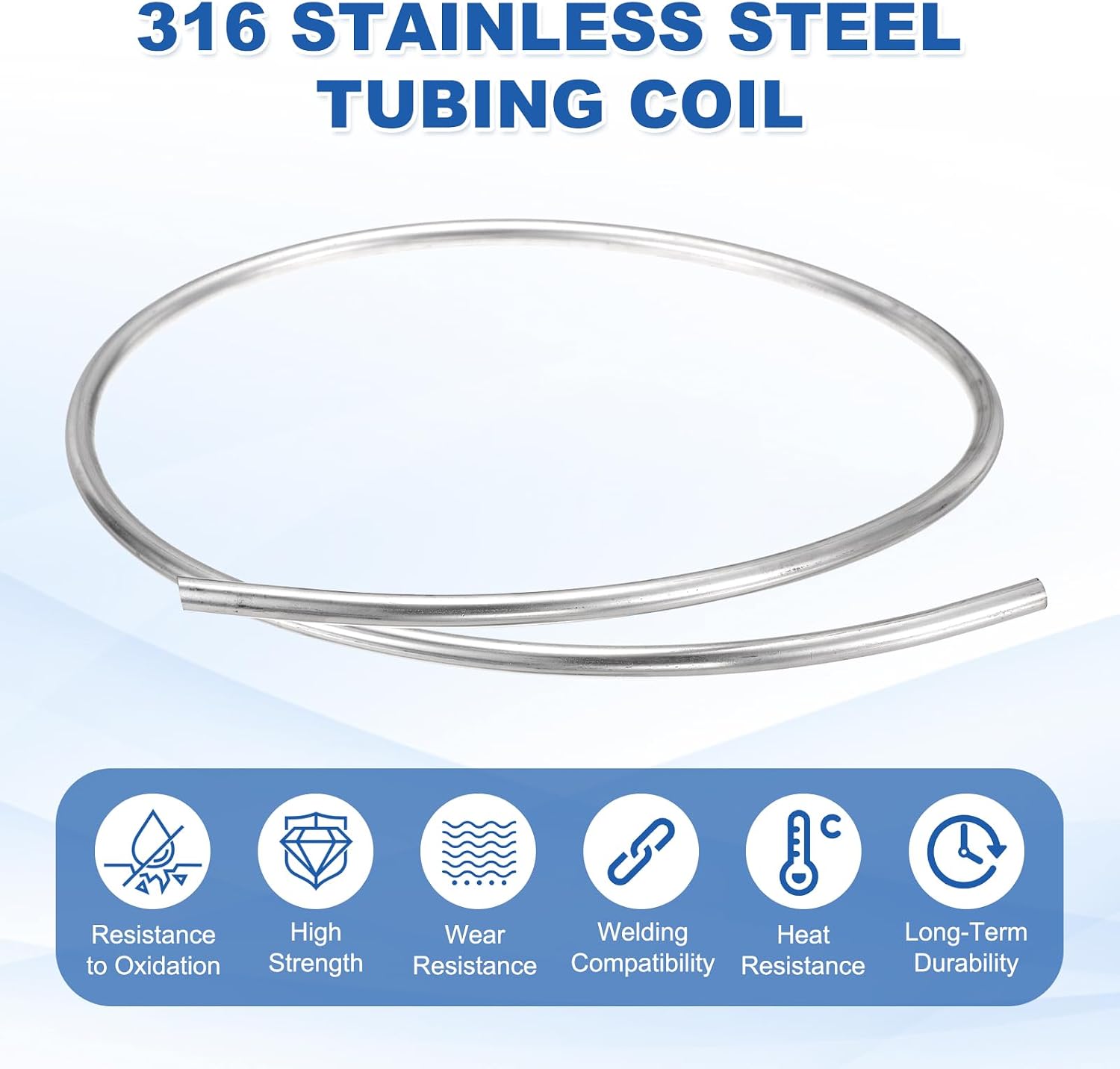 uxcell Stainless Steel Tubing Coil, 3/8" OD x 3.28 ft Industrial 316 Stainless Steel Welded Tubing with Gloves, Silver Tone 0.04"Thickness