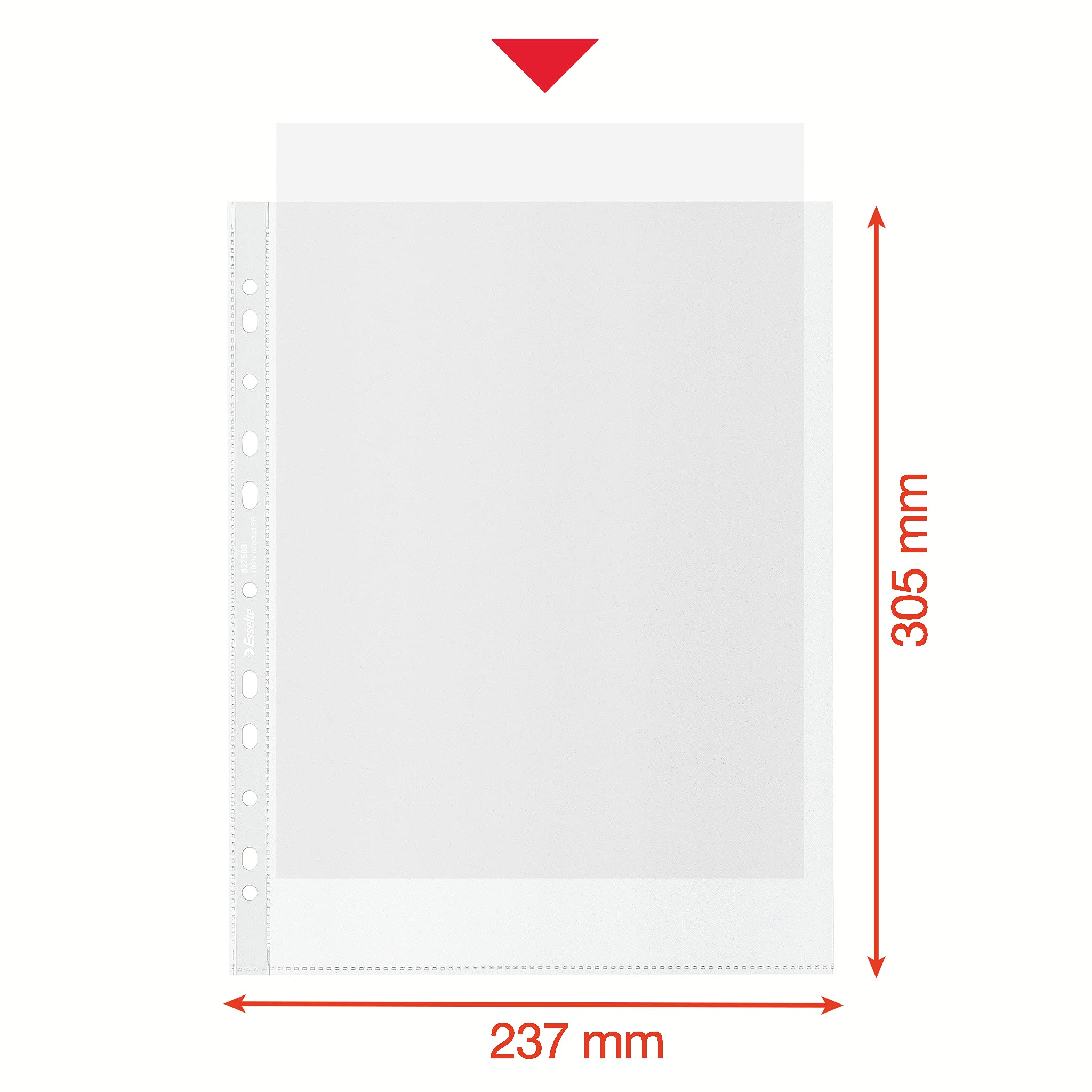 Esselte Buste Perforate Riciclate DeLuxe in PPL Antiriflesso, per Archiviare Documenti in Formato 22x30 cm, Confezione da 100 Buste Perforate in Plastica Riciclata al 100% e Antiriflesso, 627503