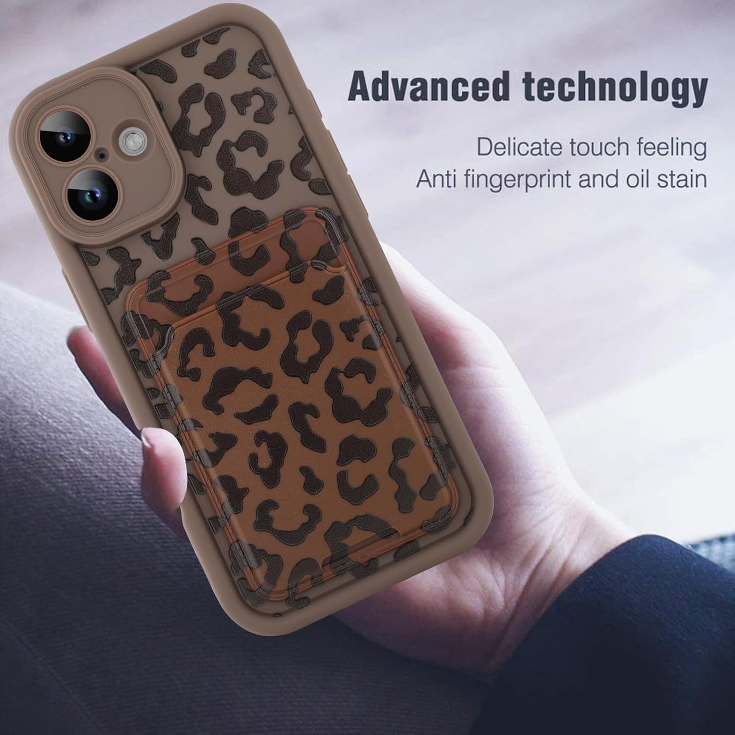 MOWIME Compatible with iPhone 16 Case with Card Holder, Cheetah Print Shockproof Soft TPU Protective Case Women Girls, Anti Scratch Wallet Case for iPhone 16 6.1 Inch, Brown - Image 8