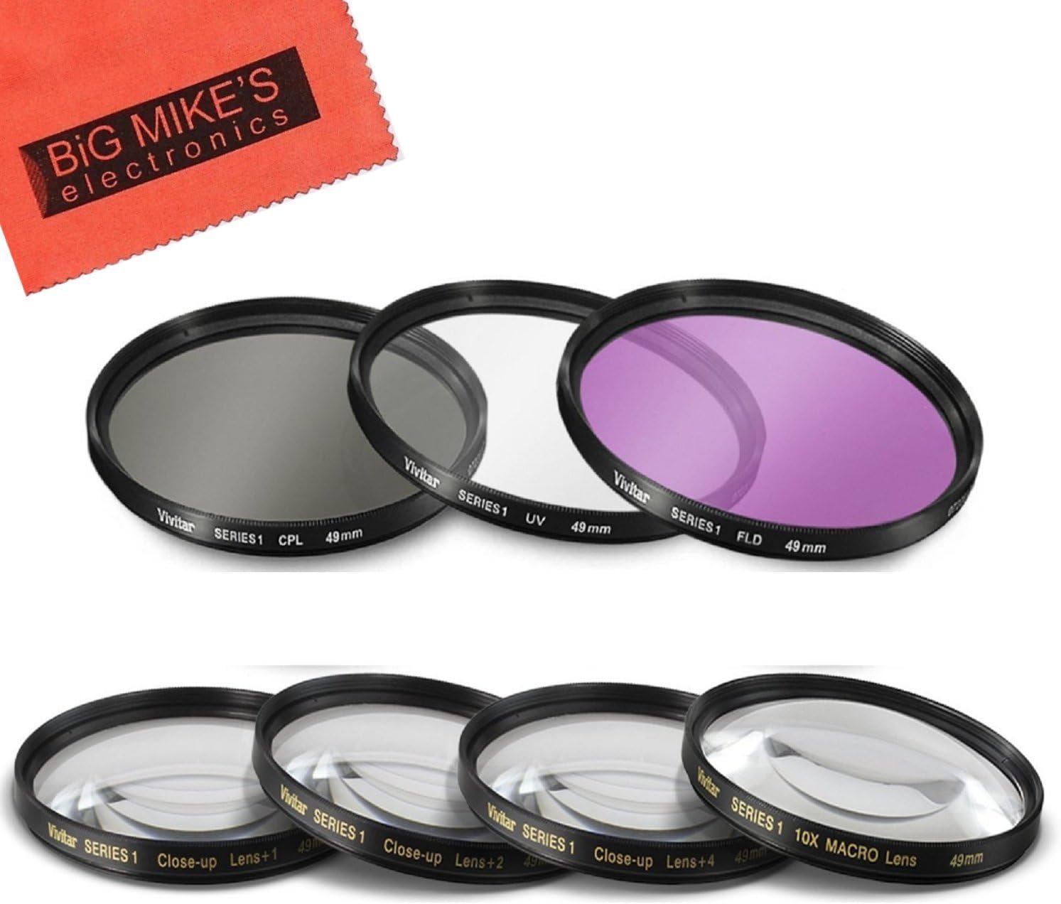 49mm 7PC Filter Set for Canon EF 50mm f/1.8 STM Lens - Includes 3 PC Filter Kit (UV-CPL-FLD) and 4PC Close Up Filter Set (+1+2+4+10)