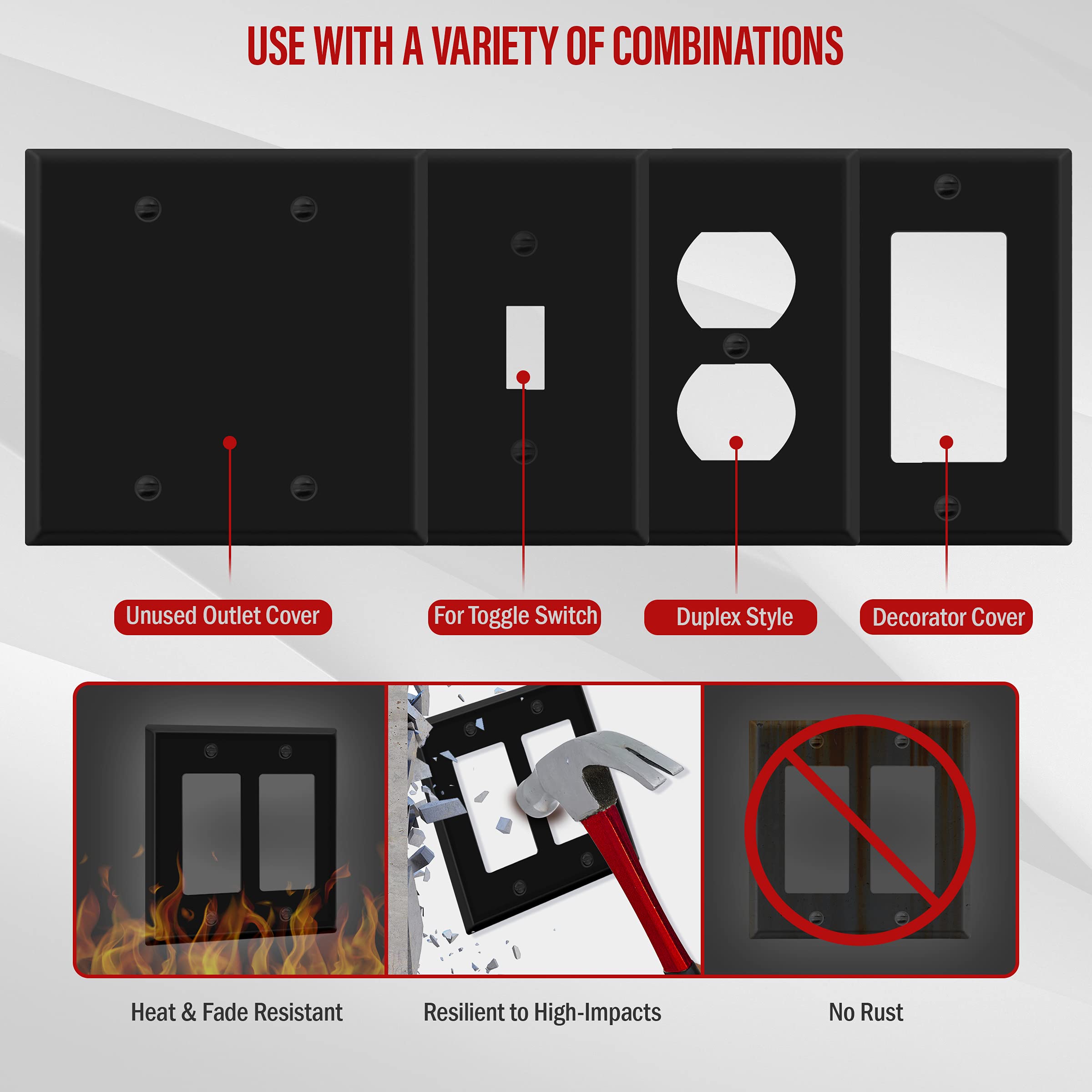 ENERLITES Plaque Murale En Métal Pour Interrupteur Double Décorateur