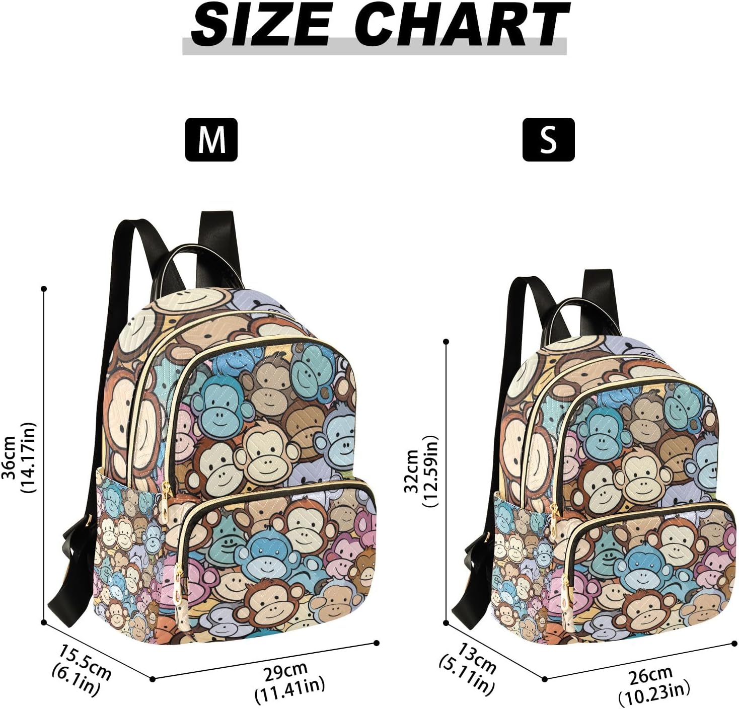 Small Backpack Purse for Women, Small Monkey Travel Bag Casual Daypack Shoulder Bag