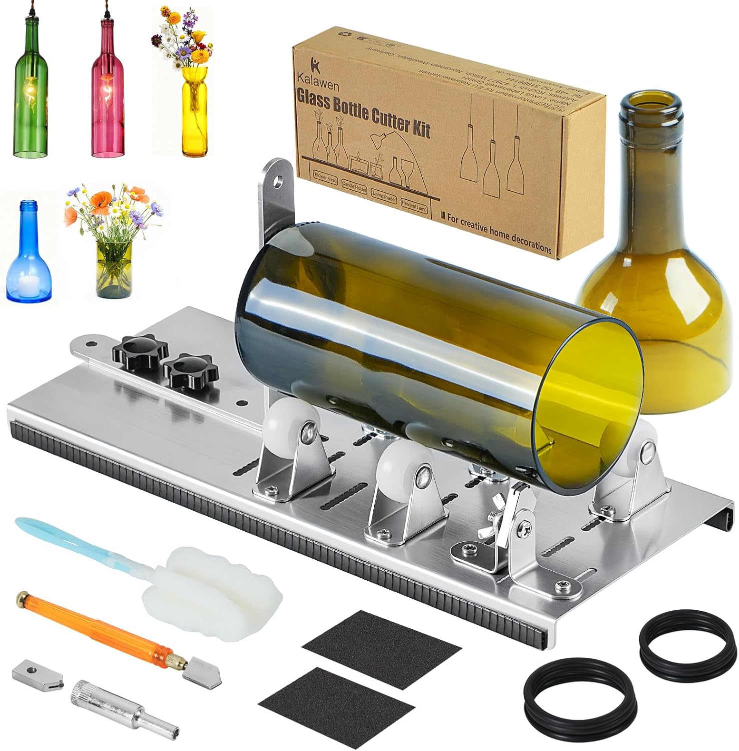 Glass Bottle Cutter, Upgrade Bottle Cutter & Glass Cutter Kit for Bottles, Wine Glass Bottle Cutter Tool to Cut Bottles Wine Beer Liquor Whiskey Champagne (Only for Round Bottles)