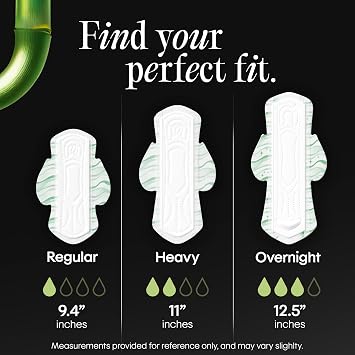 Kotex Bamboo Ultra Thin Pads with Wings, Heavy Absorbency, 44 Count (Packaging May Vary)