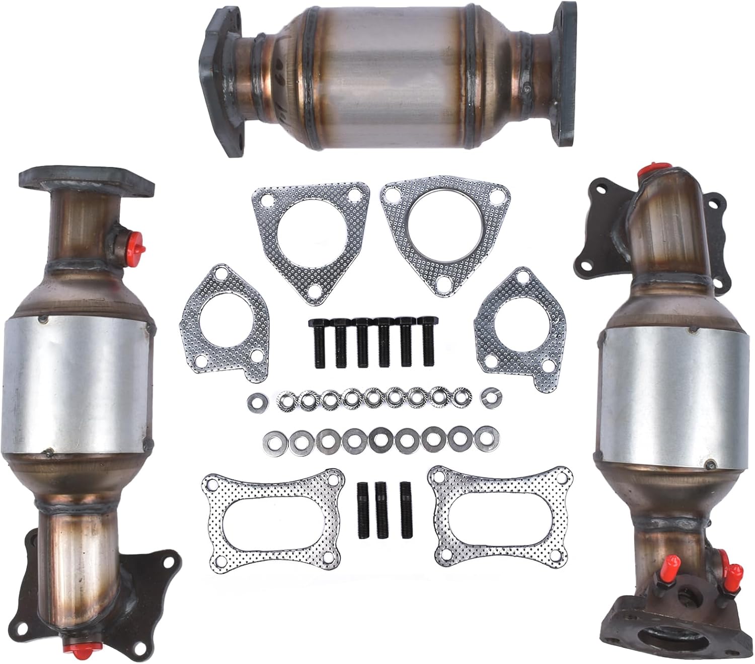 Complete Catalytic Converters 45131 45132 16447 Replacement for Honda Pilot 3.5L 2009-2015 (BANK1, 2 and REAR) Weonefit